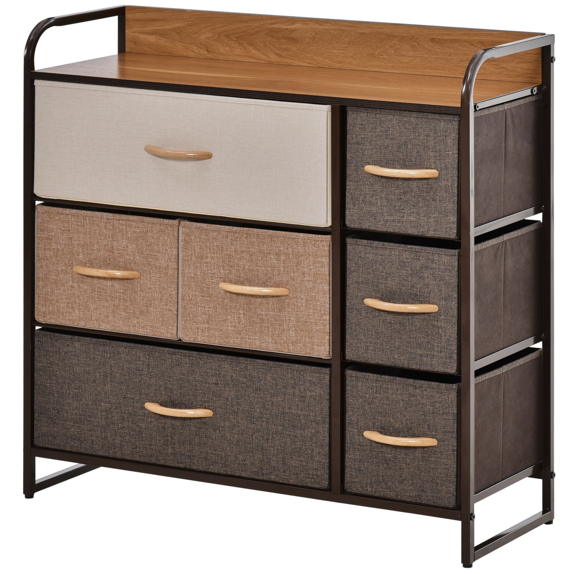 VELVEXA Multi Colour Chest of Drawers - Medium-sized, 7 Drawers, Fabric