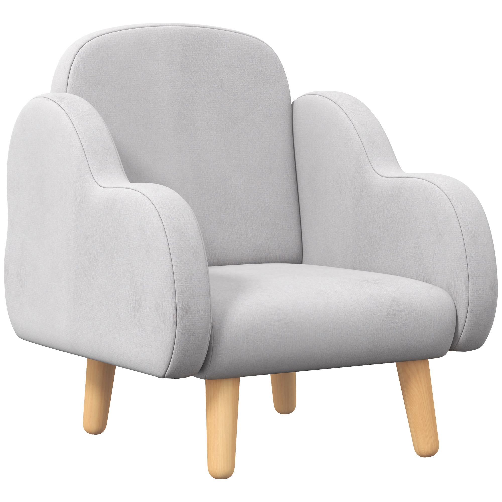Wooden Frame Toddler Children Mini Sofa with Arm Rest - Grey Cloud Shape