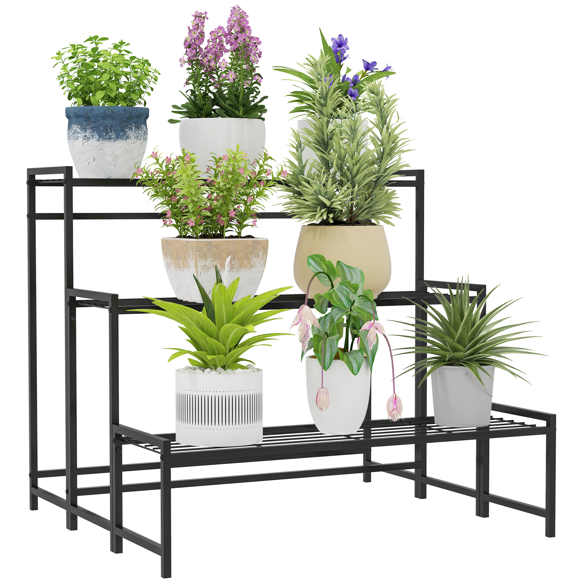 ORLAN Metal 3 Tier Garden Plant Stand - Black