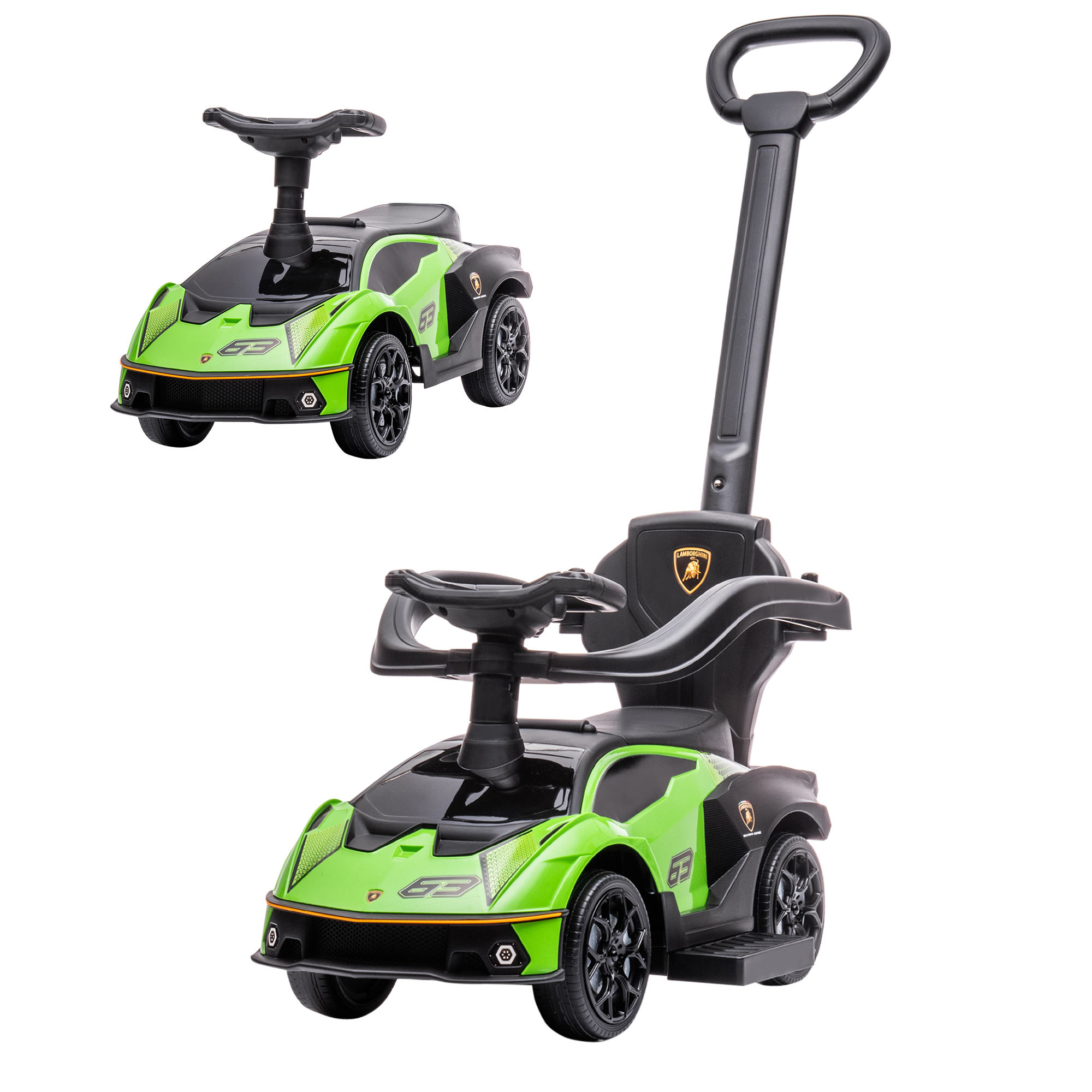 AIYAPLAY 2 in 1 Baby Push Car Essenza SCV12 Licensed Ride On Cars for Toddlers Parent Push Along Car Toddler Sliding Car with Horn Engine Sound Green