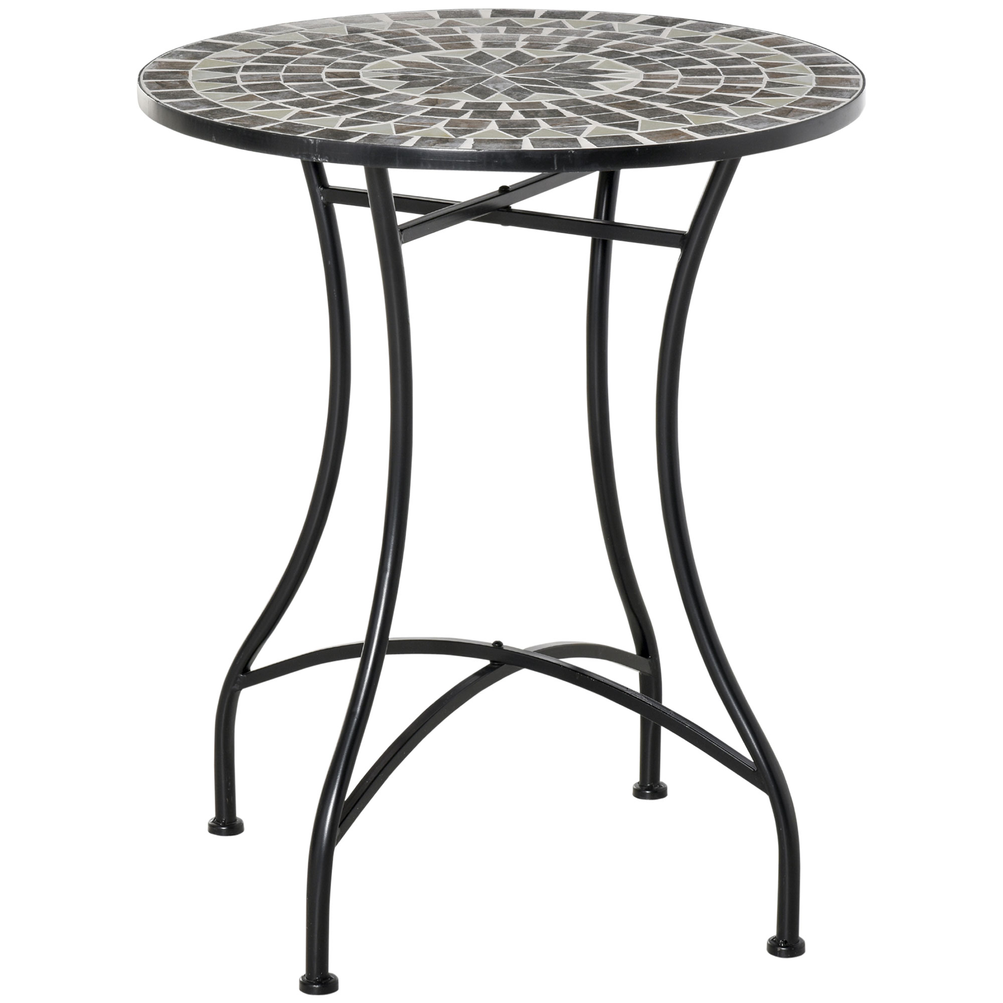 Jones Round Mosaic Side Table for Indoor and Outdoor - Grey