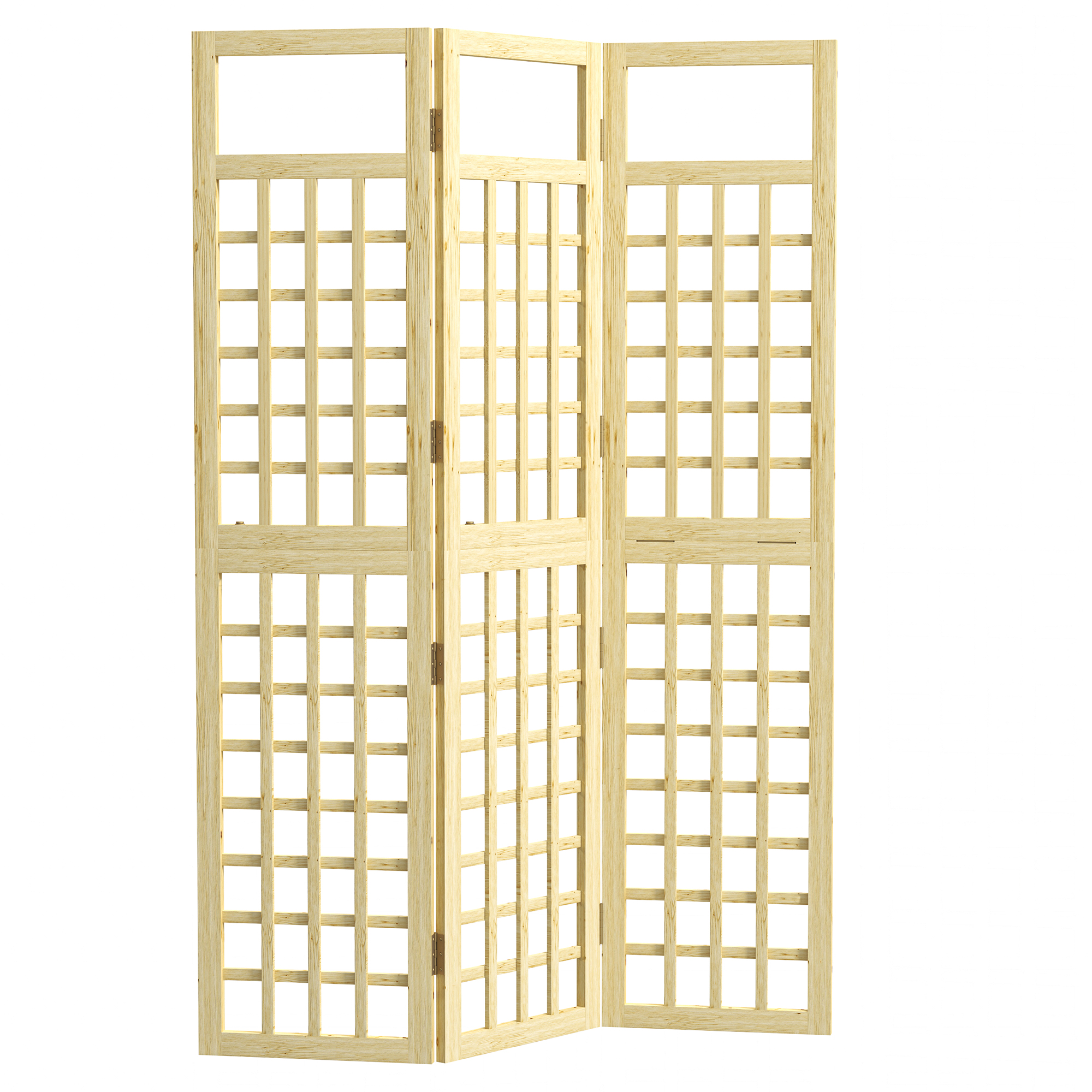 SUNVISTA 3-Panel Garden Privacy Screen, Freestanding Foldable Wooden Outdoor Divider/Trellis, Natural Wood Finish