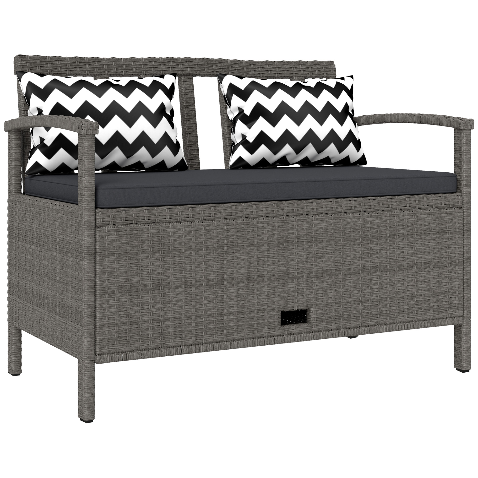SUNVISTA 160L Storage Two-Seater Rattan Bench - Grey