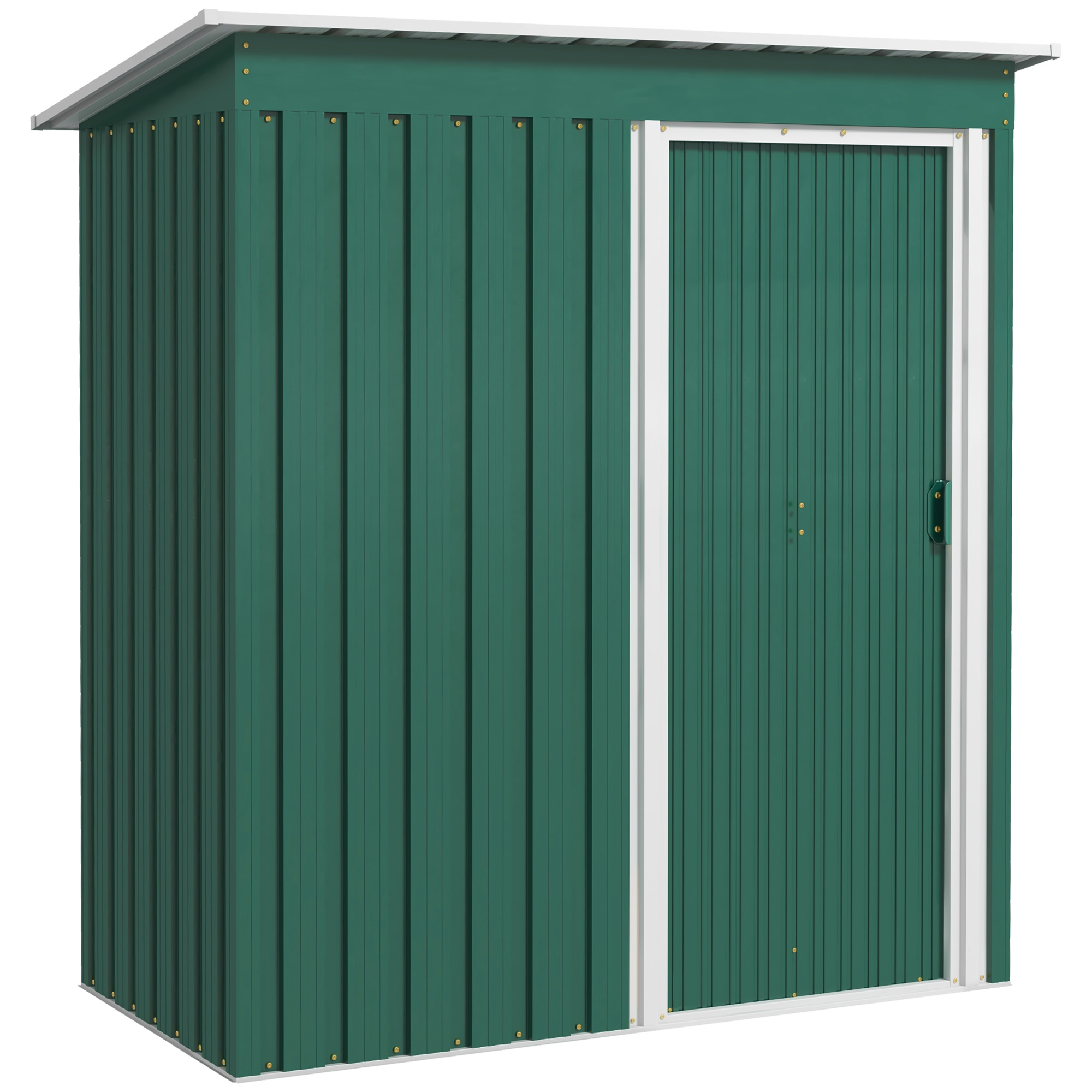 5 x 3ft Garden Storage Shed with Sliding Door and Sloped Roof Outdoor Equipment Tool Garden, Green
