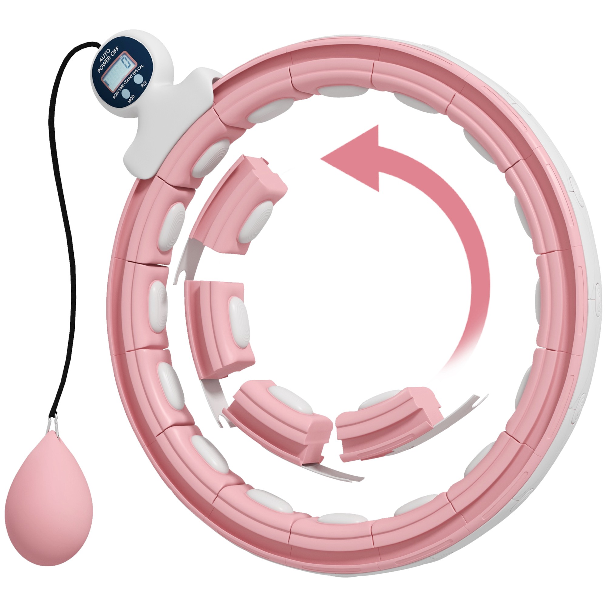 McAlpin Weighted Hula Hoop Smart Hula Hoop with 16 Detachable Knots - Pink