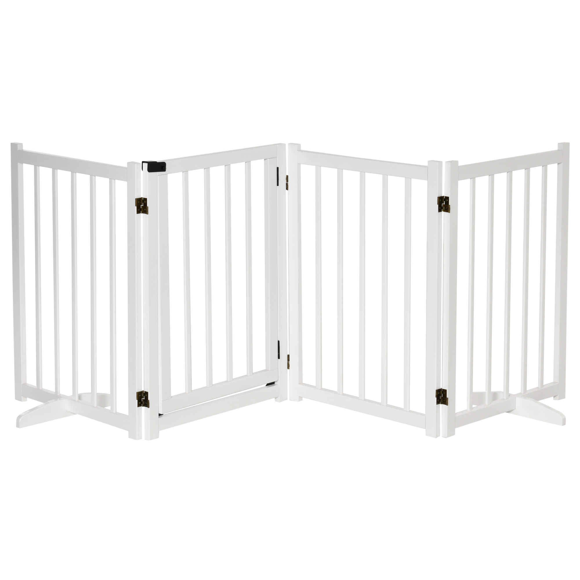 Freestanding Wooden Foldable Dog Safety Barrier Pet Gate for Small and Medium Dogs - White