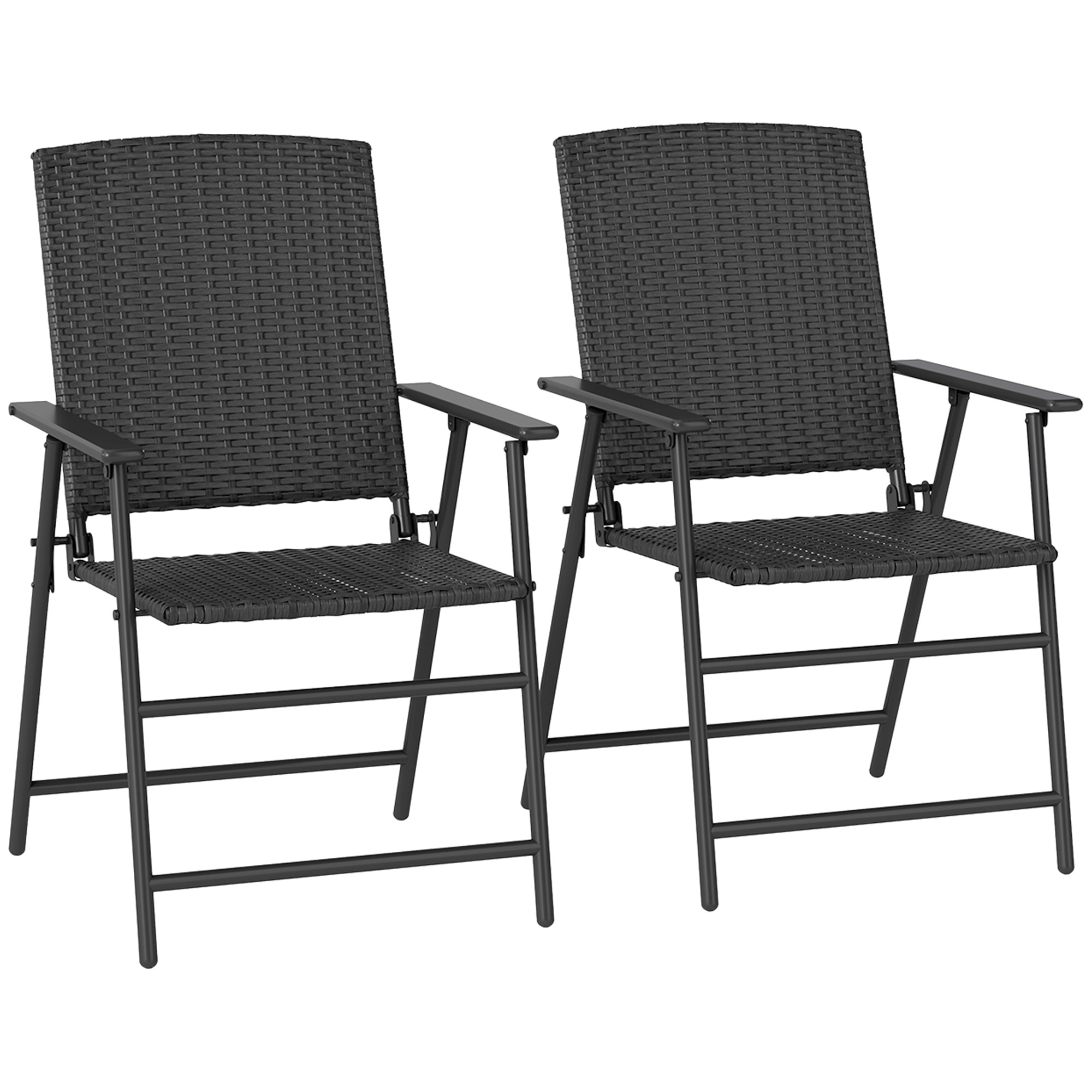 SUNVISTA Set of Two Folding Rattan Seat Chairs - Black