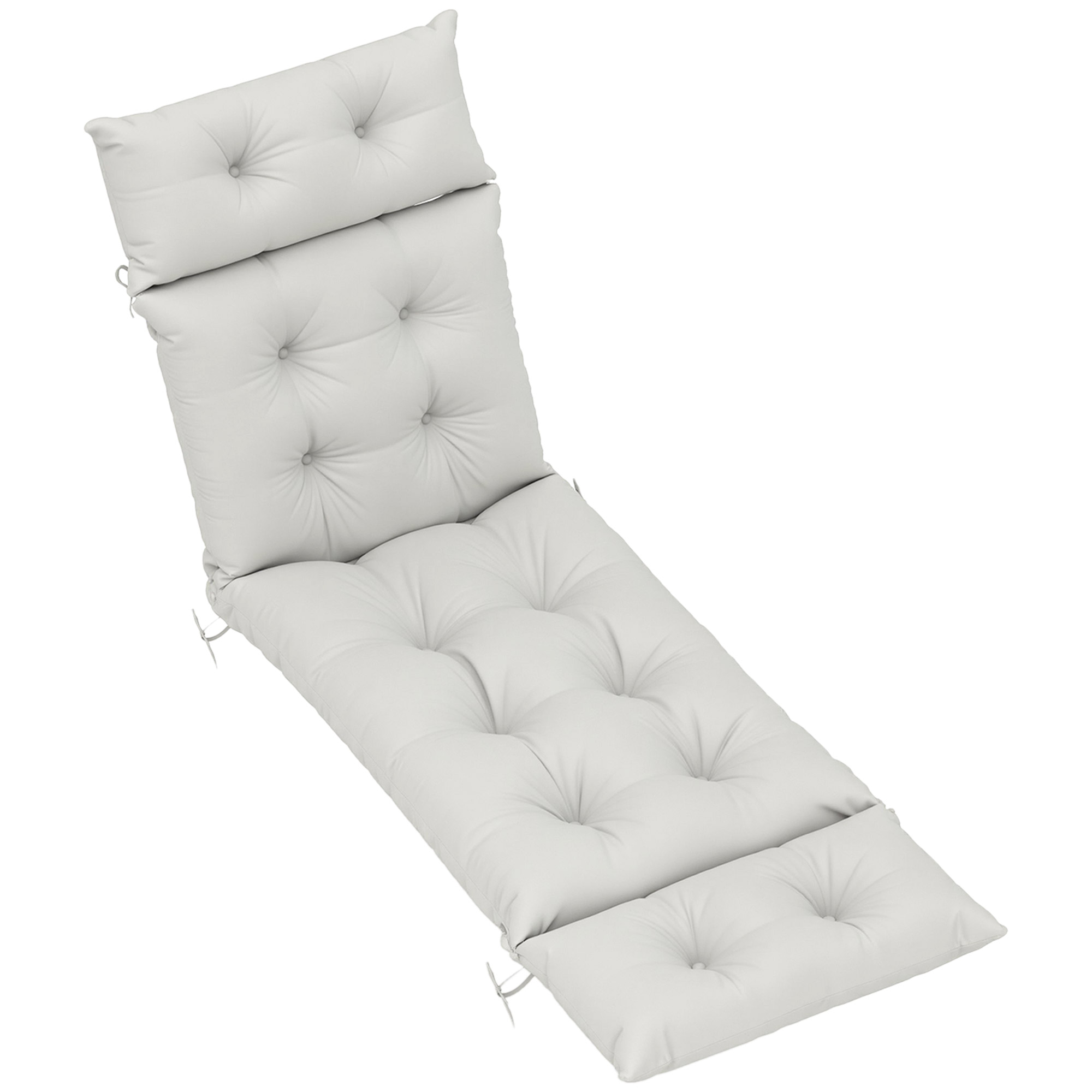 SUNVISTA Sun Lounger Cushion Only, 190x56x10cm Garden Lounge Chair Cushion, Light Grey