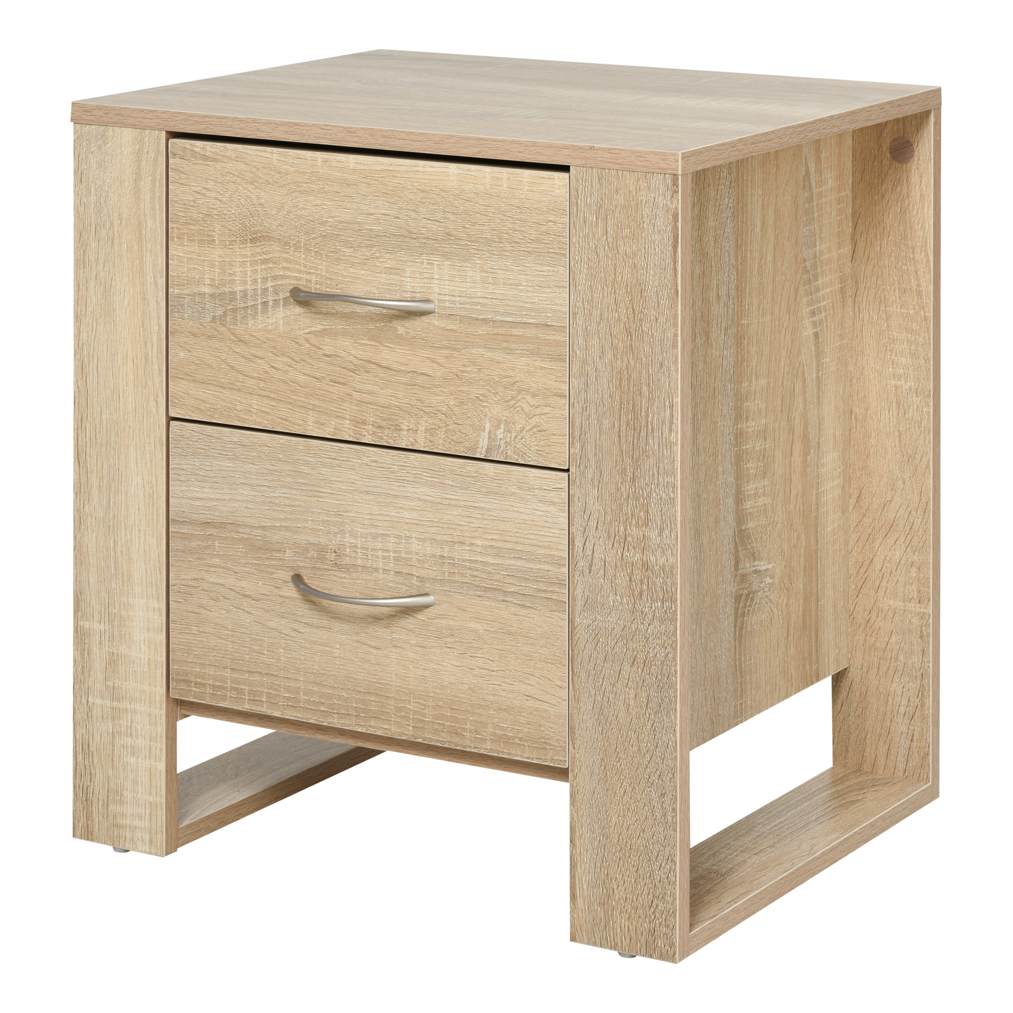 Bedside Table - LEDUC 2 Drawer Nightstand Brown 48cm