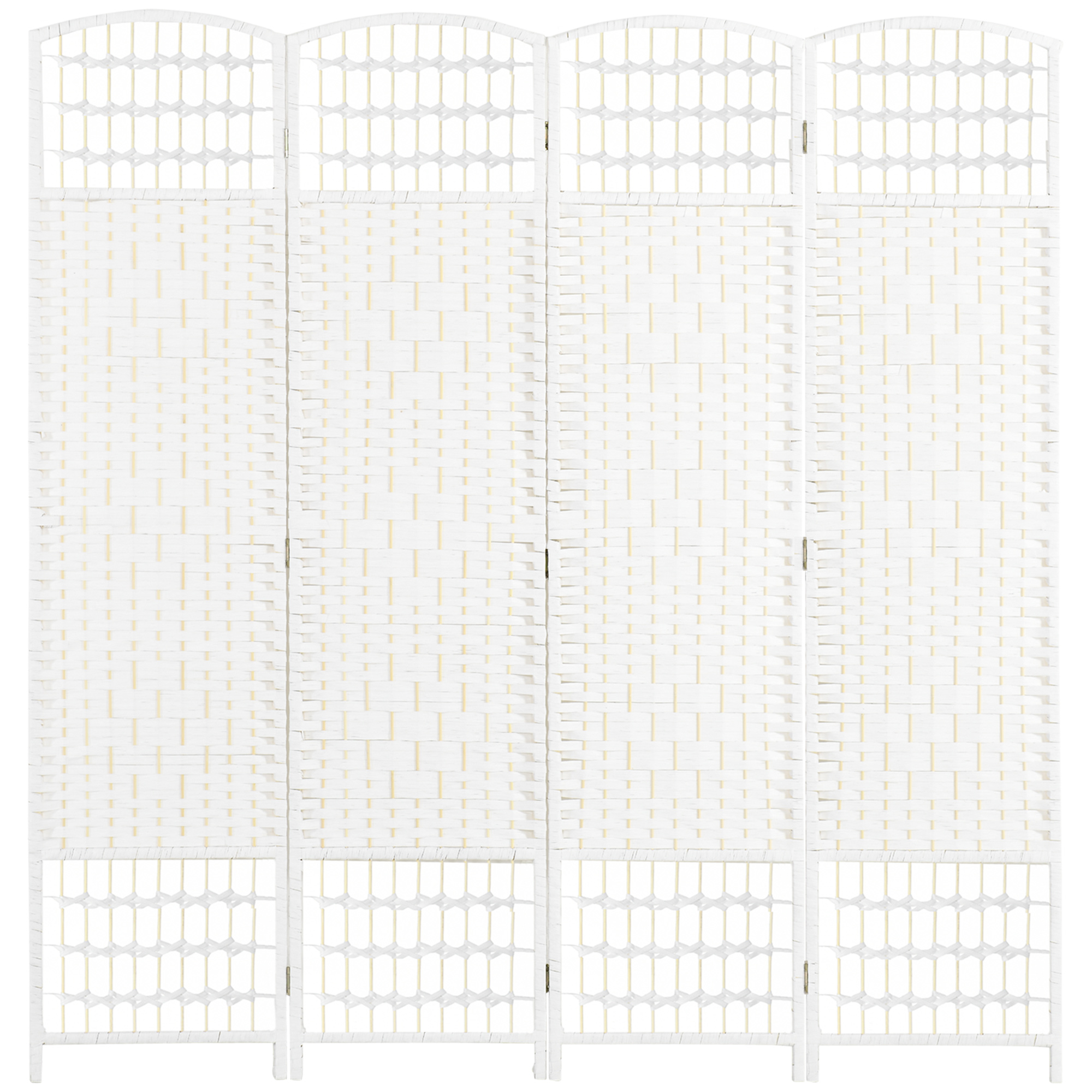 4-Panel Folding Room Divider with Freestanding Privacy Screen - White