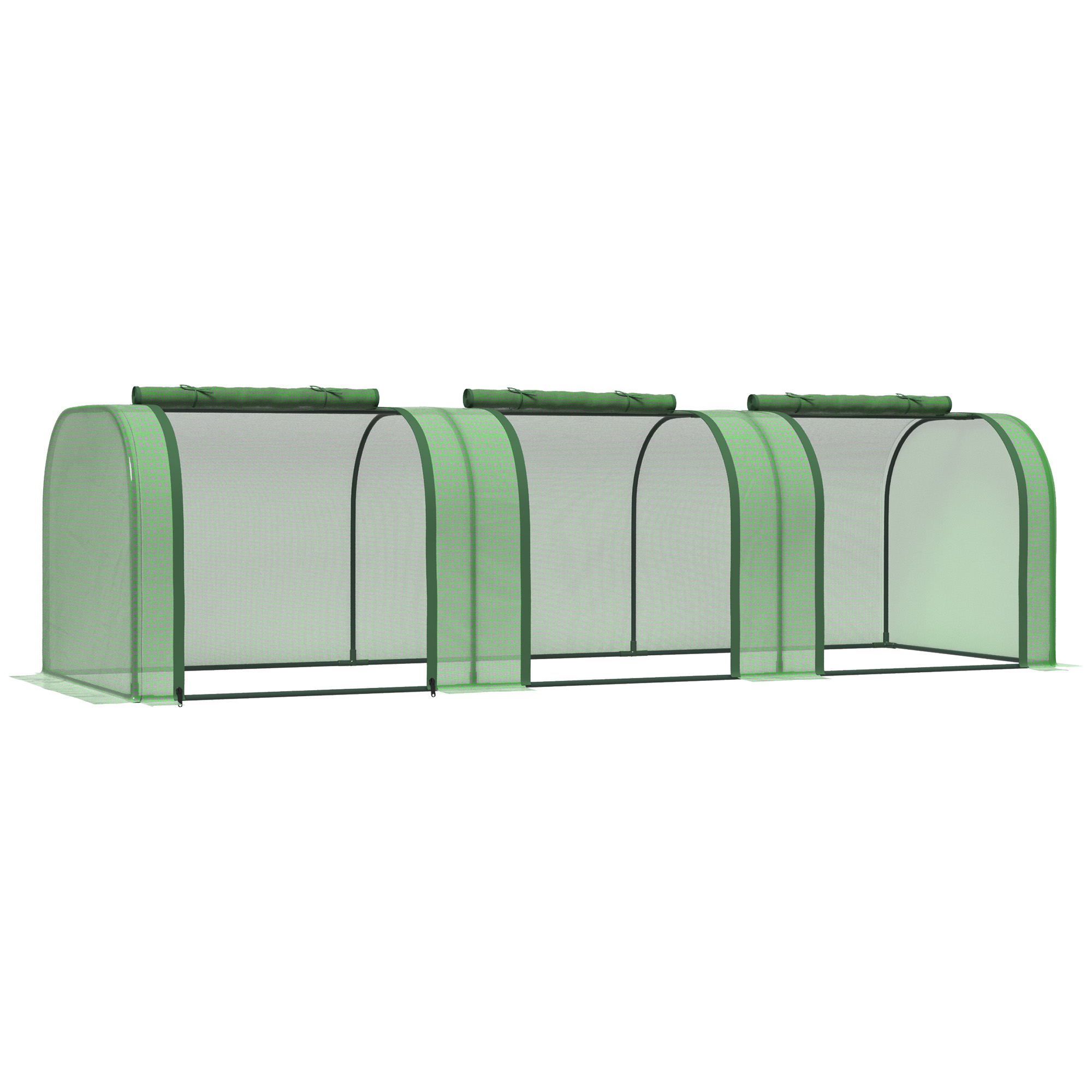 PE Tunnel Greenhouse Green Grow House Steel Frame for Garden Backyard with Zipper Doors 295x100x80 cm Green