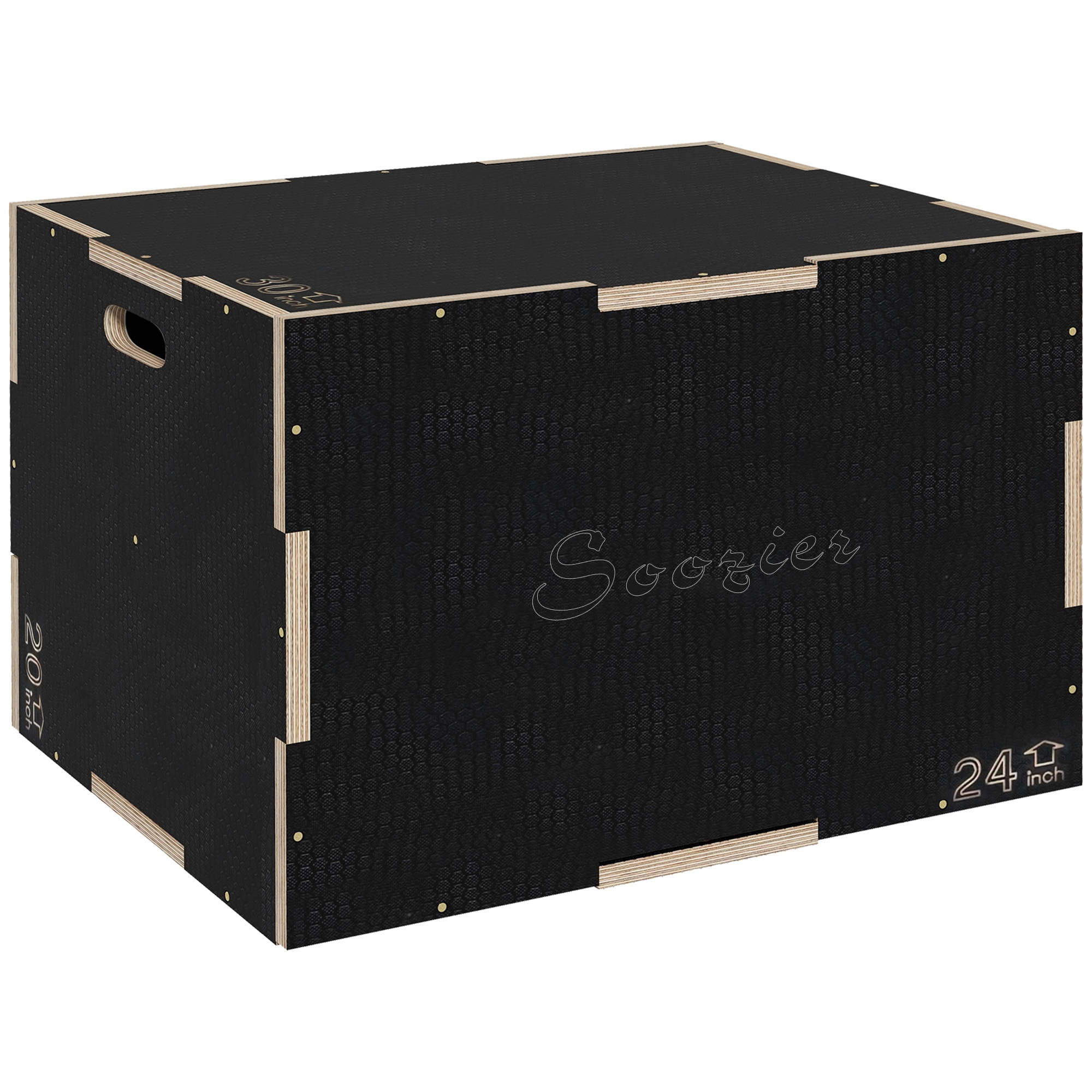 McAlpin 3-in-1 Wooden Plyo Box Anti-Slip Jump Platform for Gym - Black