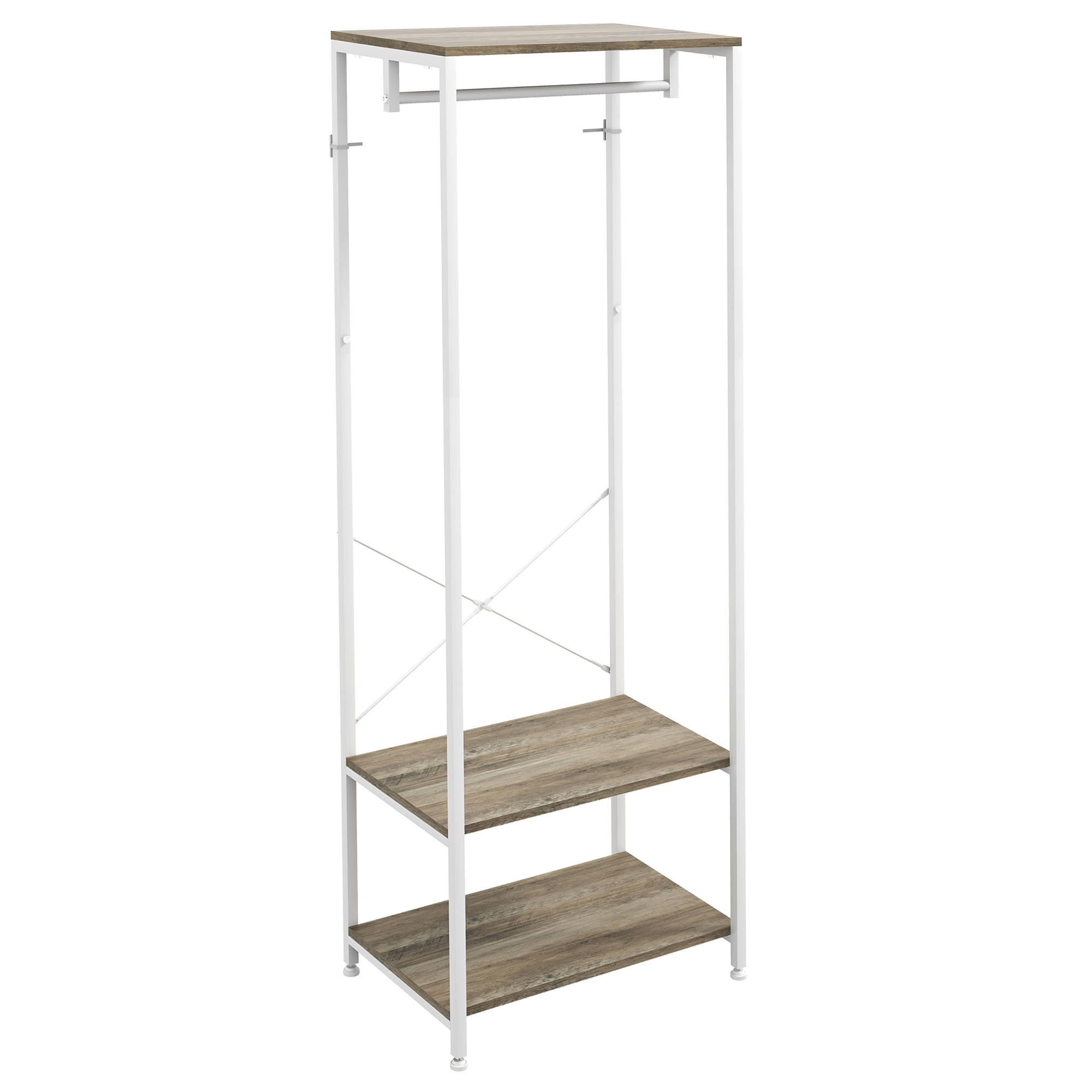 Scott Hallway Coat Rack and Shoe Bench - Grey