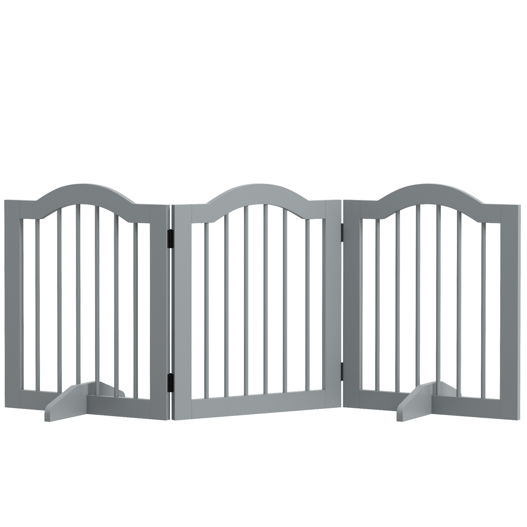 Shelley 3 Panels Dog Gate with Support Feet Safety Barrier - Light Grey
