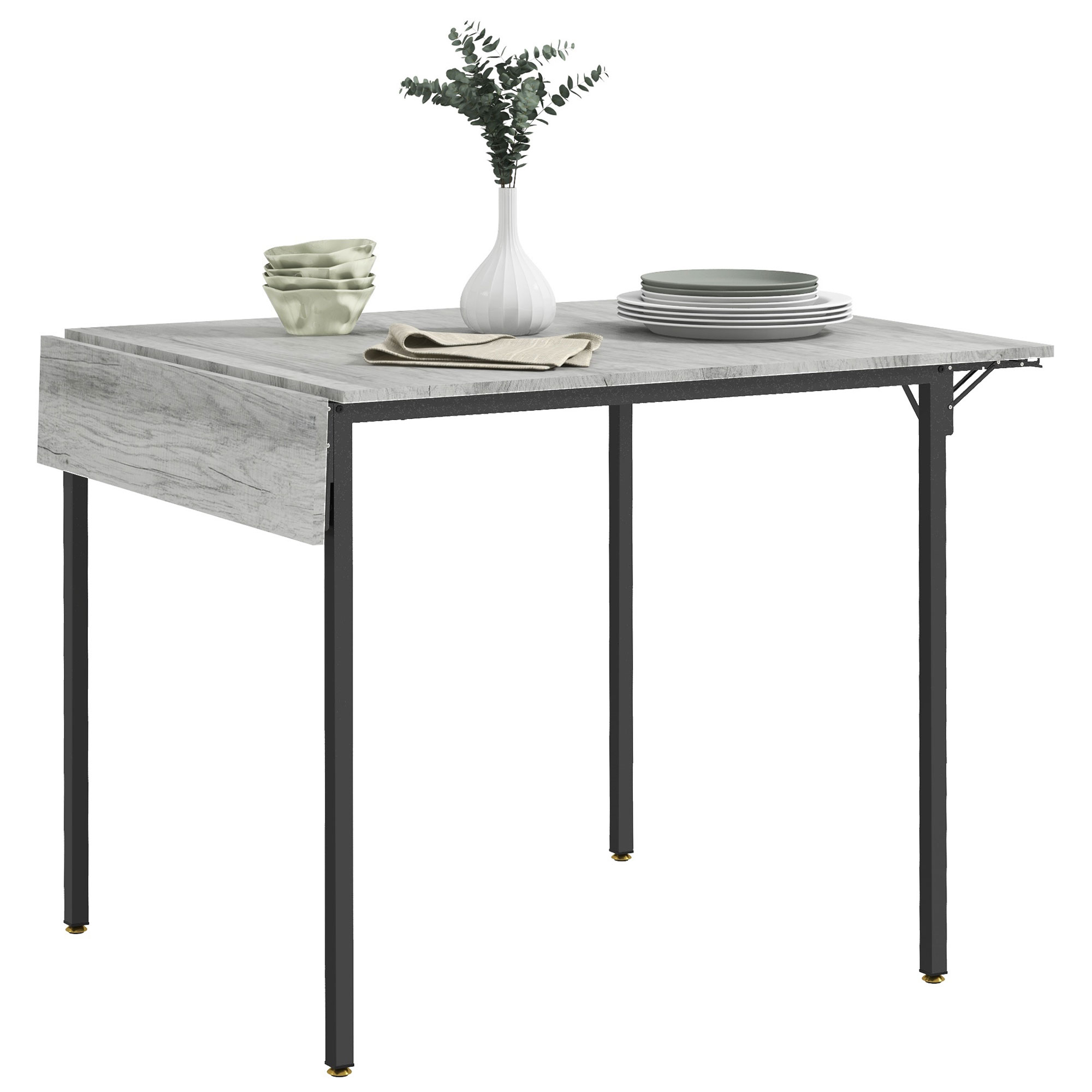Scott Folding Drop Leaf Kitchen Table for 2-4 People - Grey