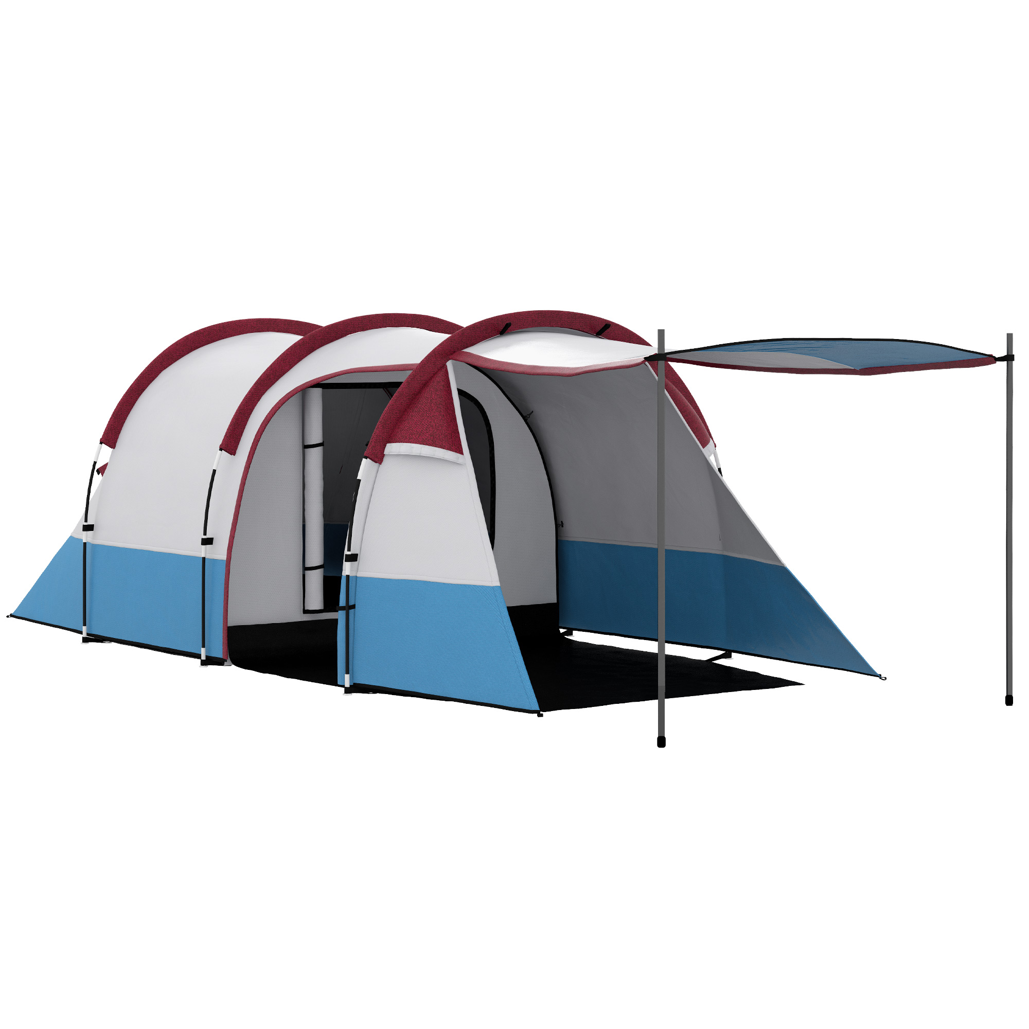 SUNVISTA Camping Tent, Large Tunnel Tent with Bedroom and Living Area, 2000mm Waterproof, Portable with Bag for 2-3 Man, Red