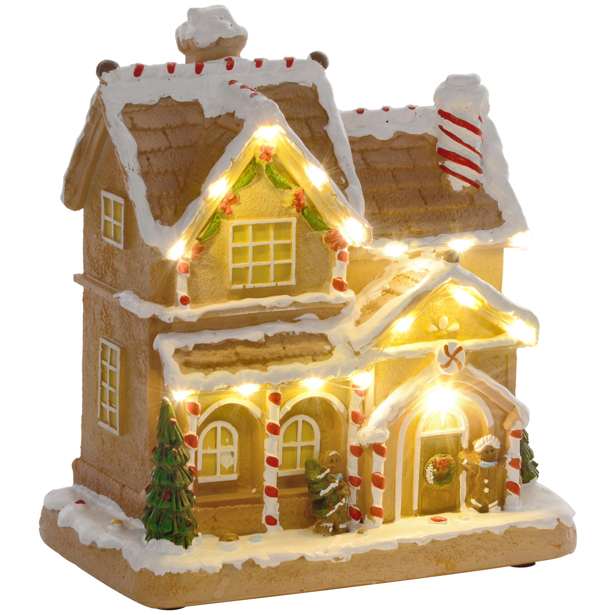 Holiday Ornament - Musical Gingerbread House Decoration Brown 21.5cm