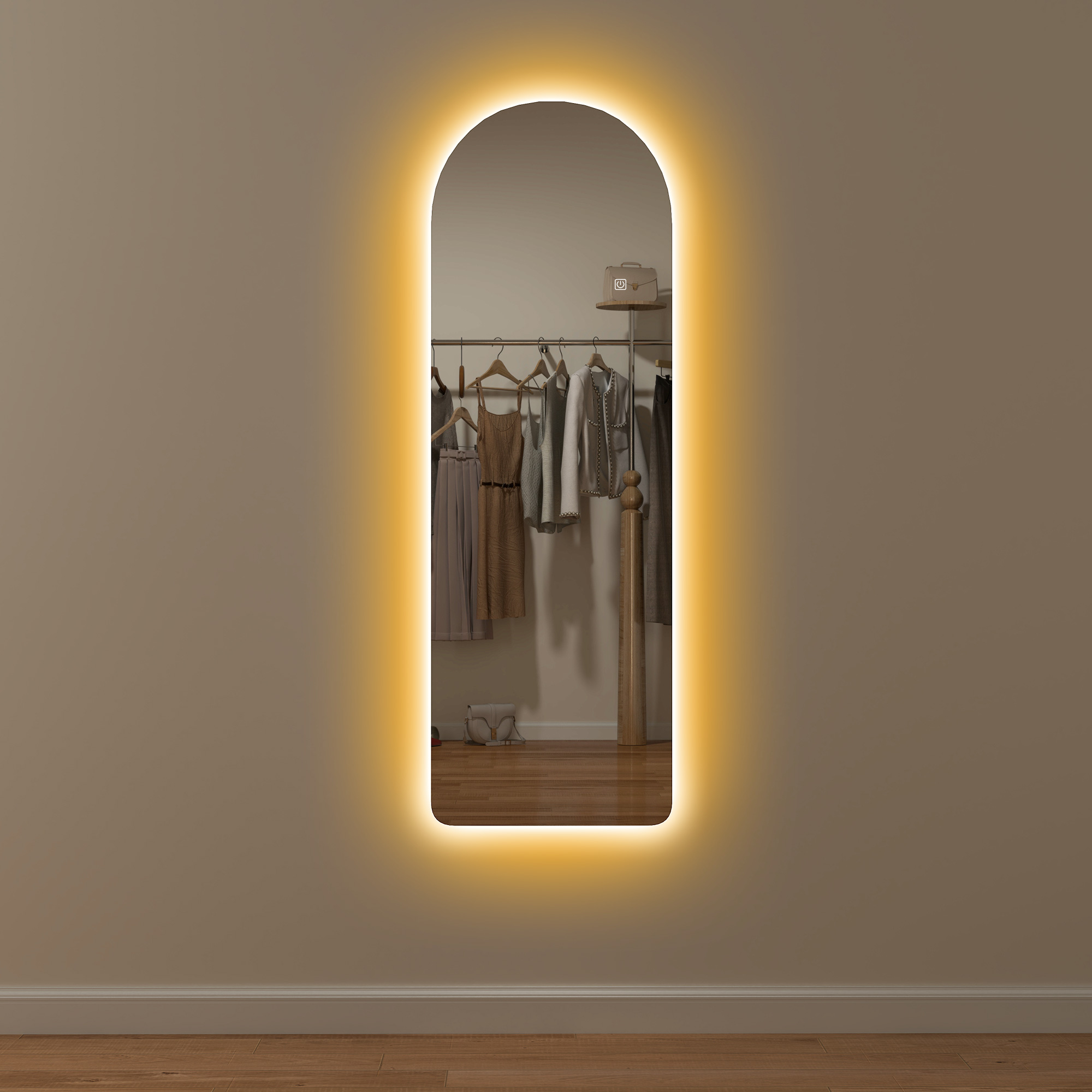 HERON 120 x 40cm Arch Mirror, with LED Lights