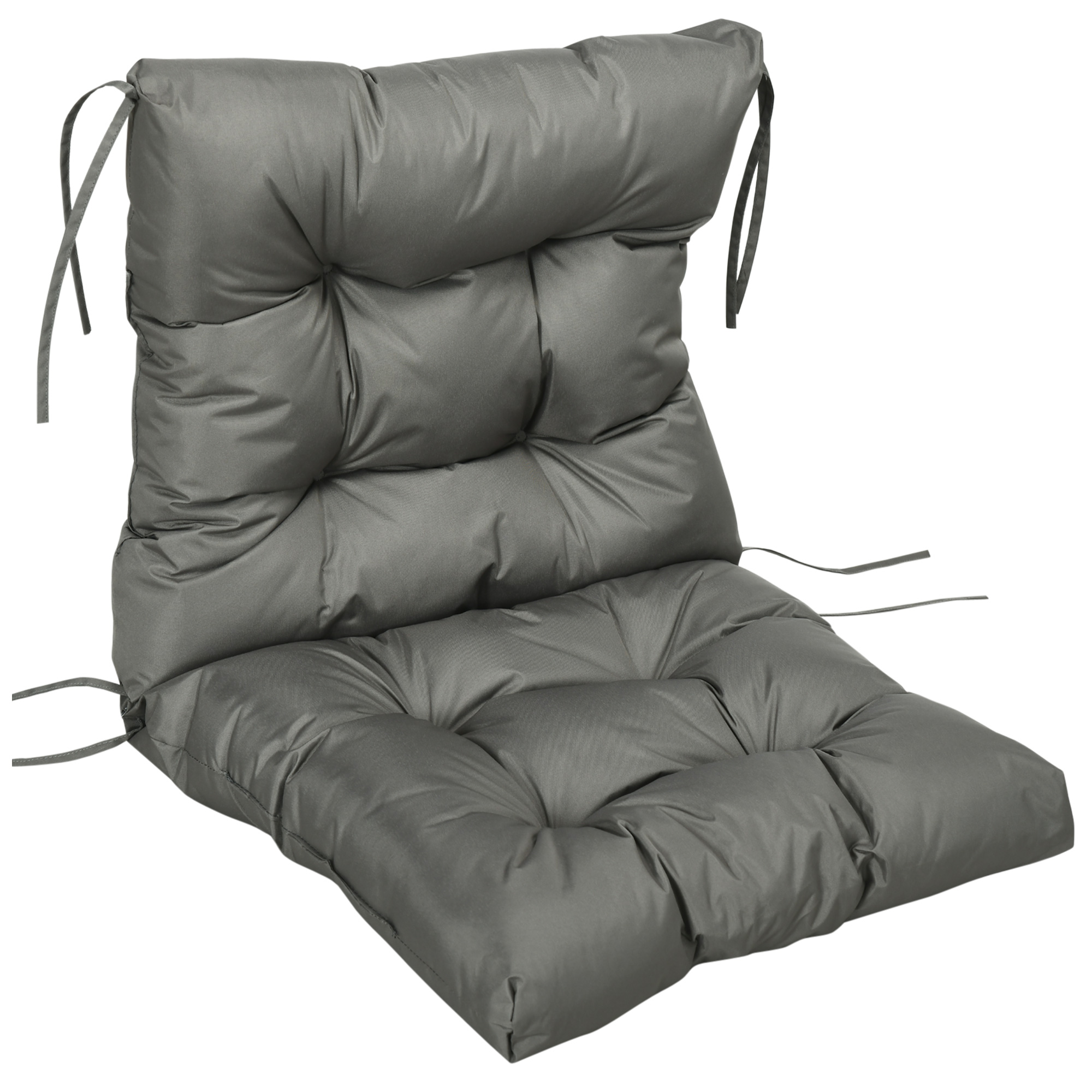 Garden Back Chair Cushion, Comfortable Patio Seat Cushion Pad with Backrest for Outdoor & Indoor Use, Light Grey