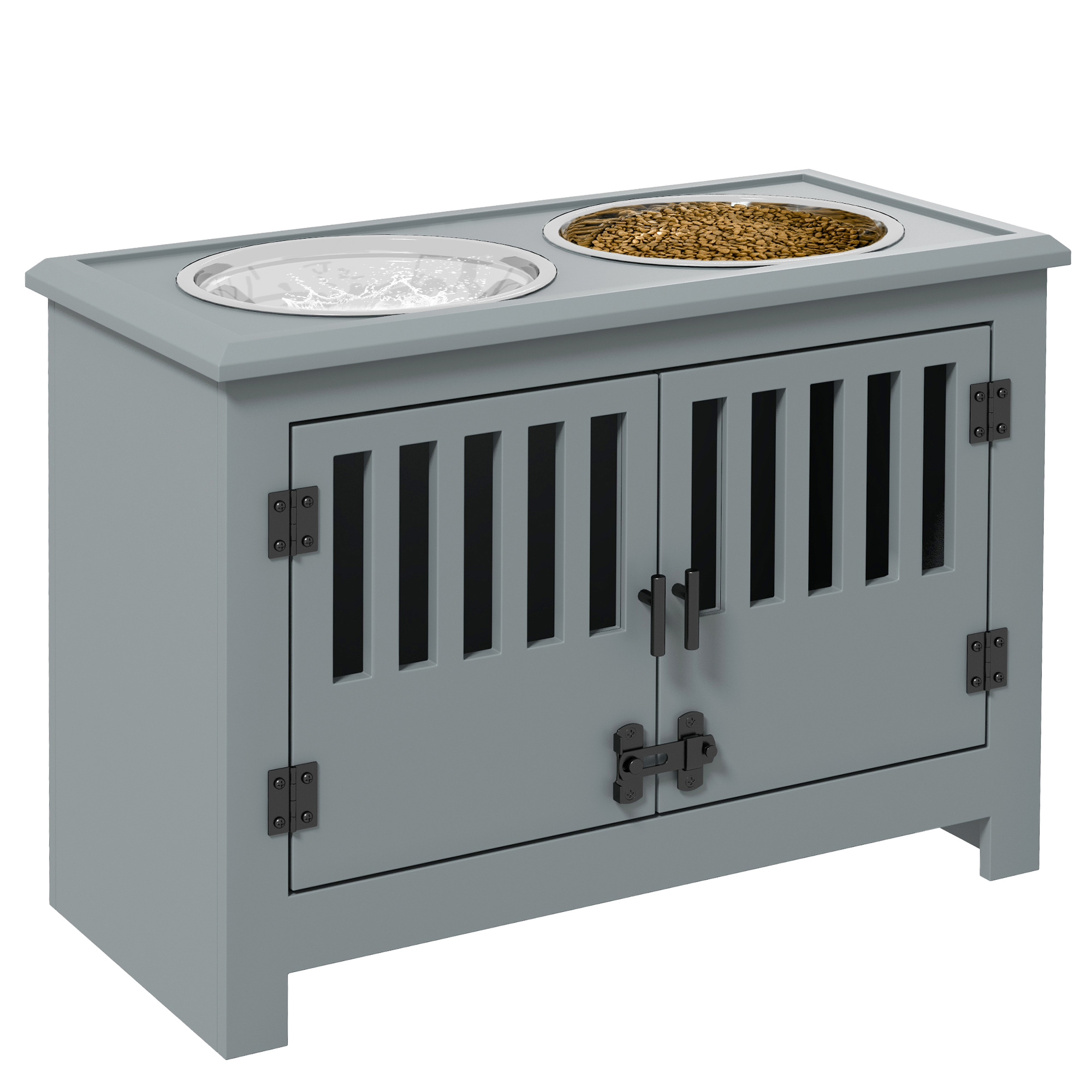 Raised Dog Bowls for Large Dogs with Storage Cabinet