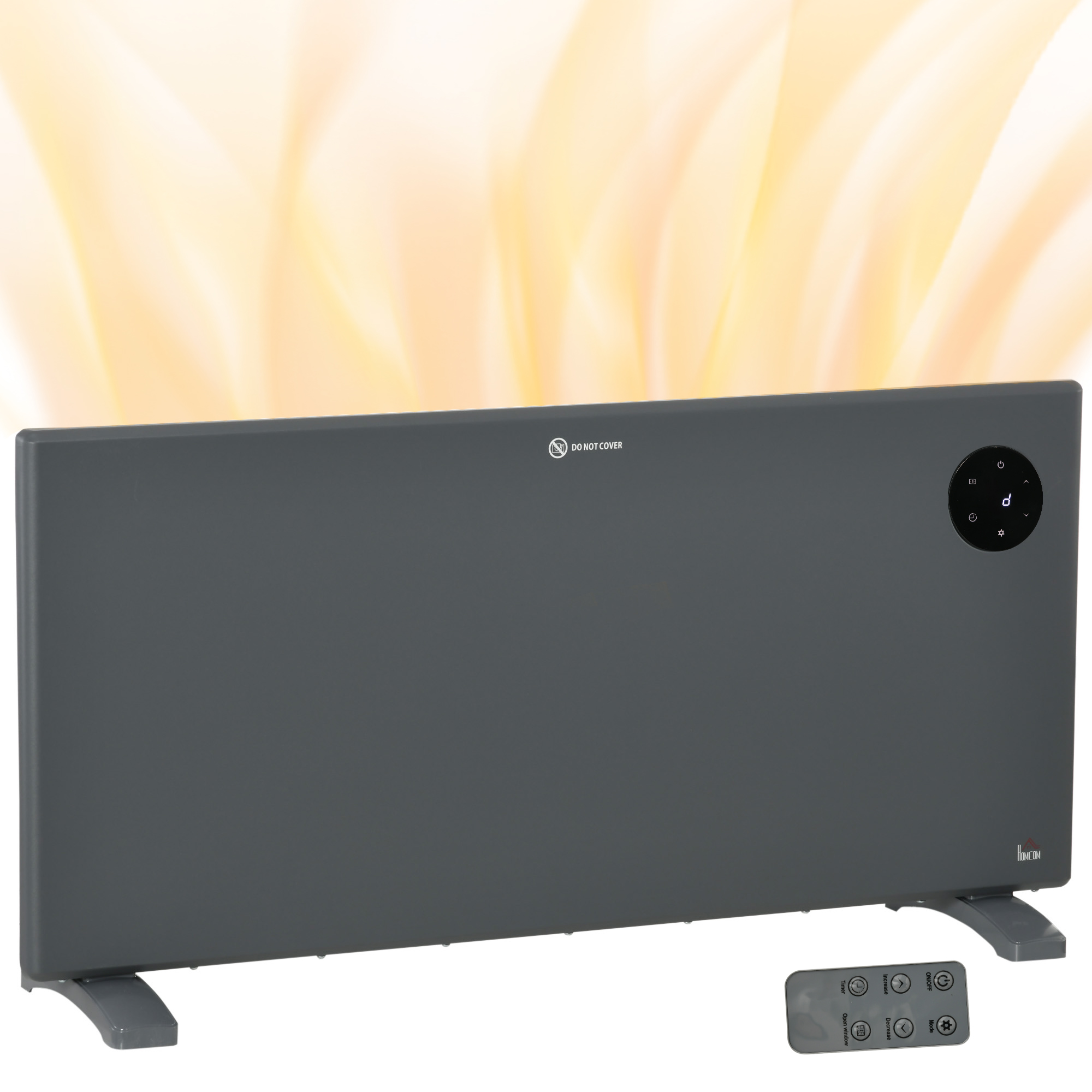 2000W Space Heater, Freestanding or Wall Mounted, Electric Convector Heater with Adjustable Thermostat, Timer, Grey