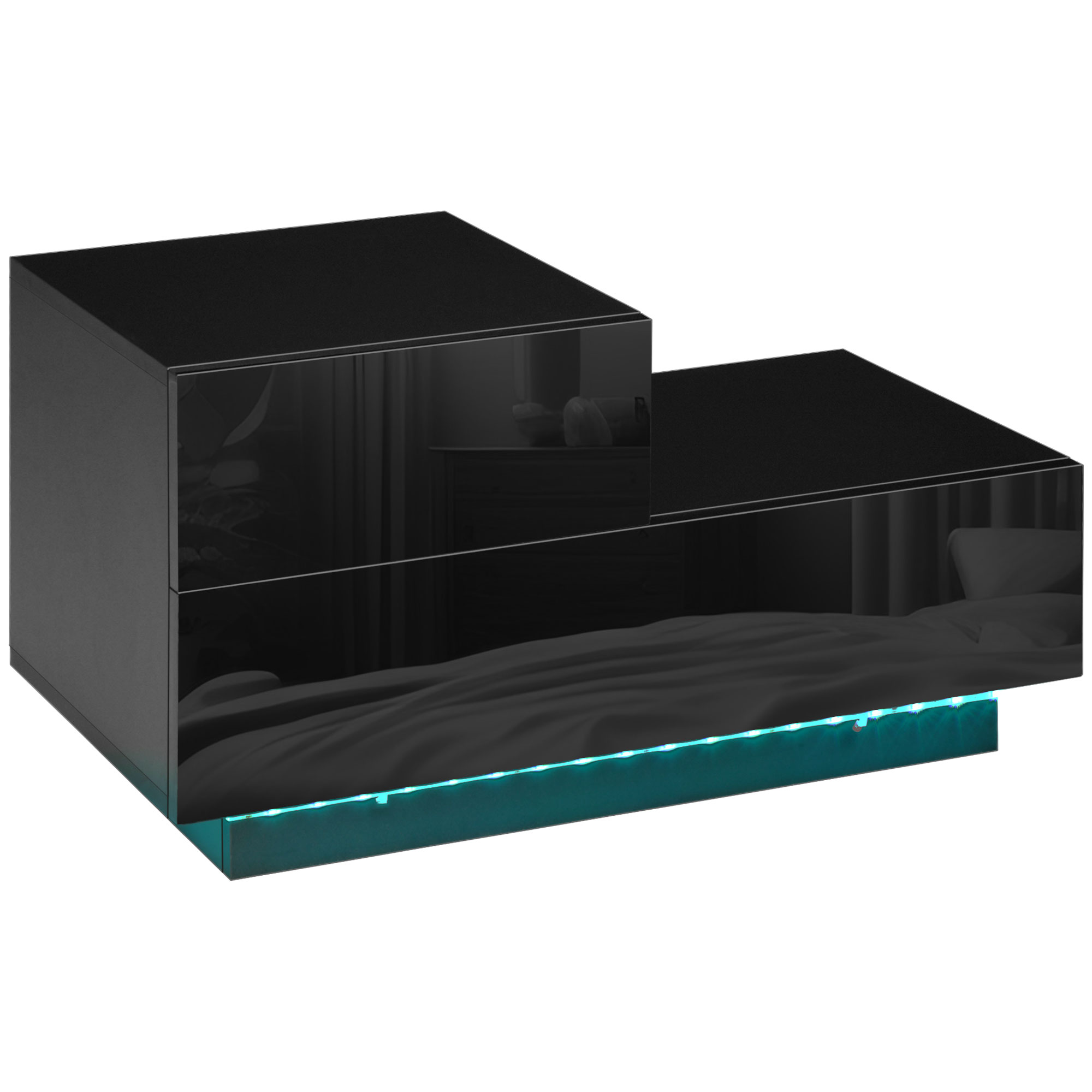 Bedside Table - ORKNEY Nightstand Black 70cm