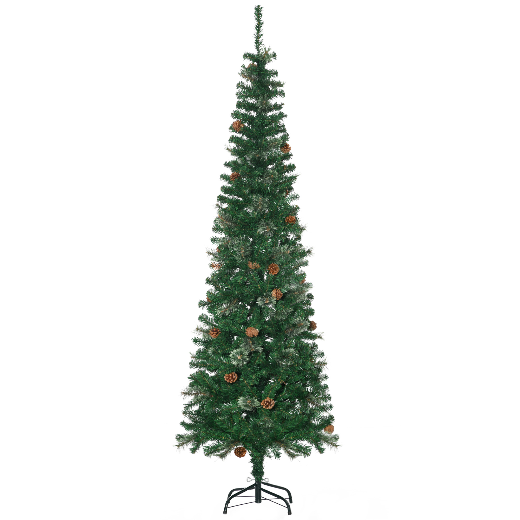 Debbie 6.5' Tall Slim Christmas Tree Artificial with Realistic Branches, 556 Tip Count and 27 Pine Cones - Green