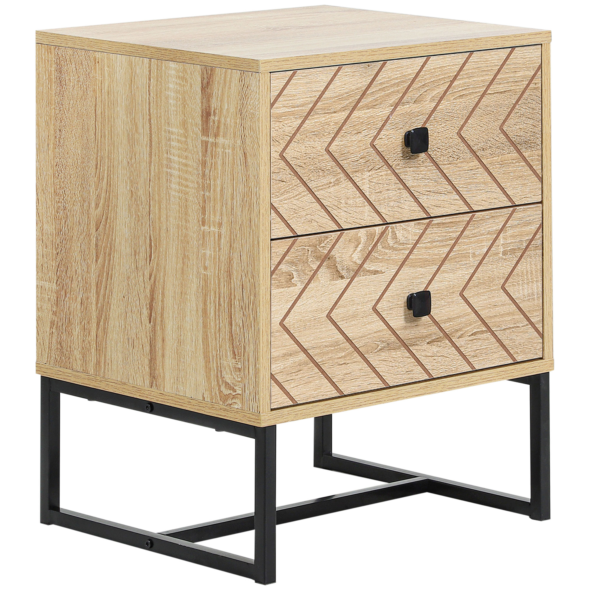 Bedside Table - ISLIN Nightstand Natural Wood Colour 39.5cm