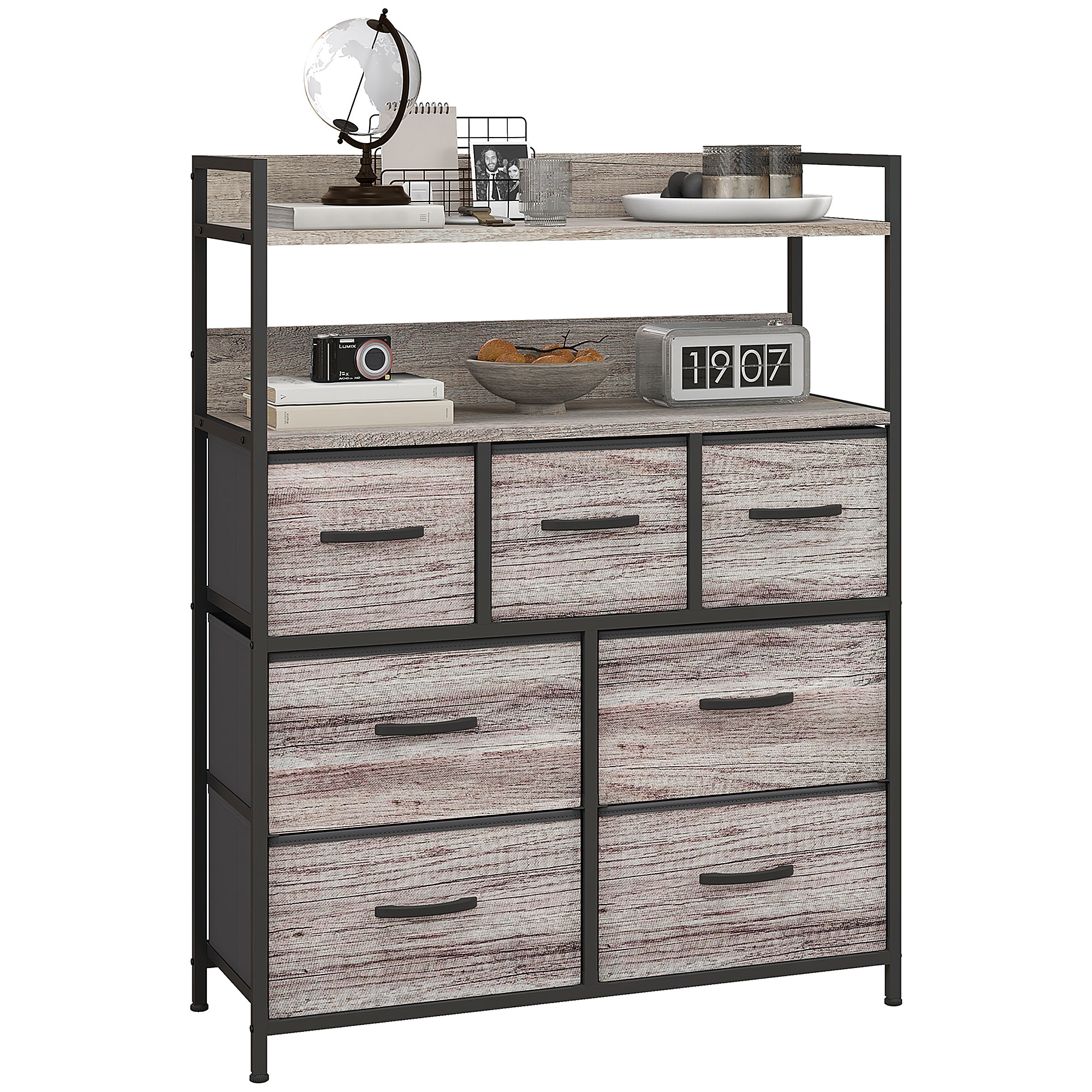 HERON Grey Chest of Drawers - Medium-sized, 7 Drawers