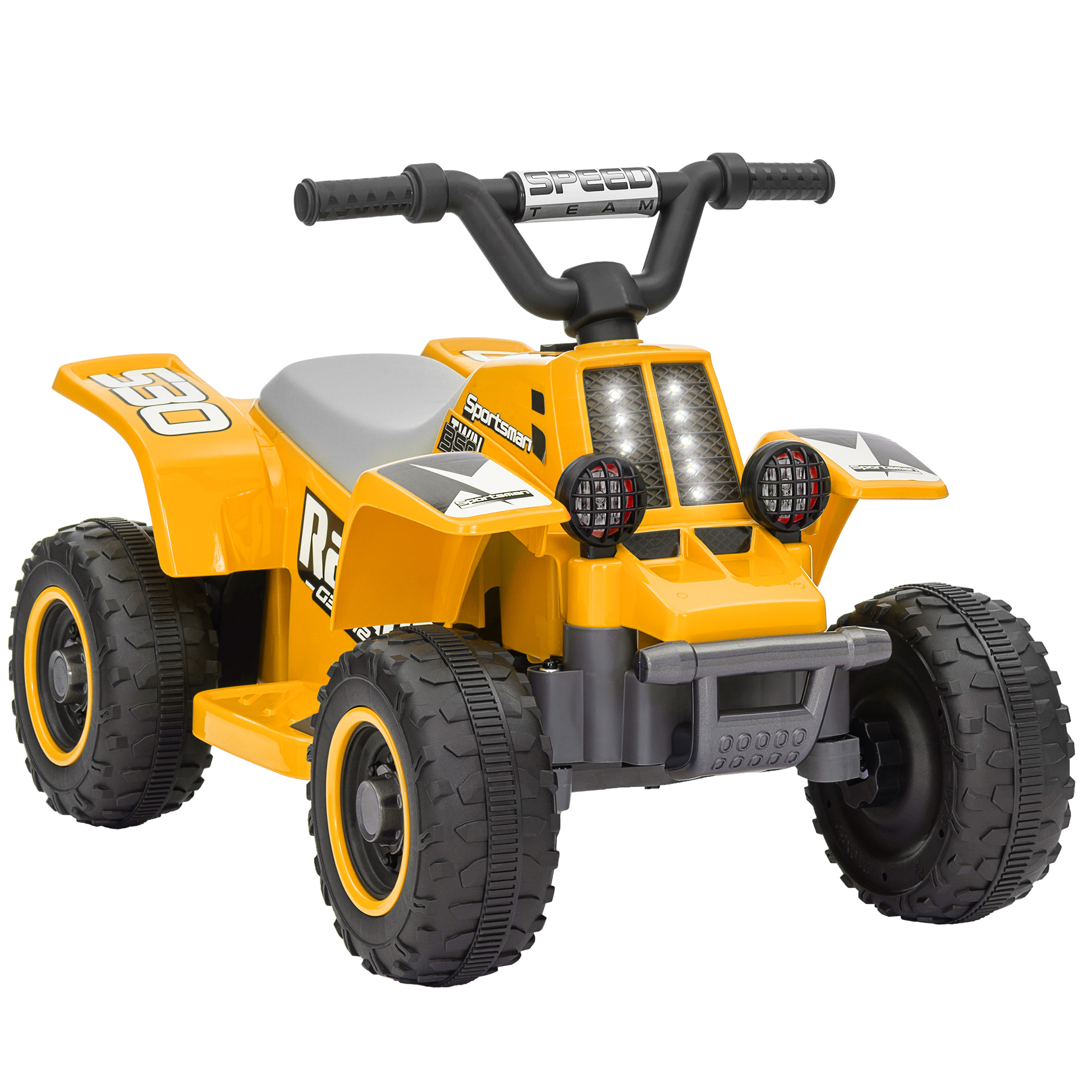 AIVAGO 6V Electric Quad Bike for Kids, Ride On ATV w/ Forward Backward, Headlights, for 18-36 Months - Yellow