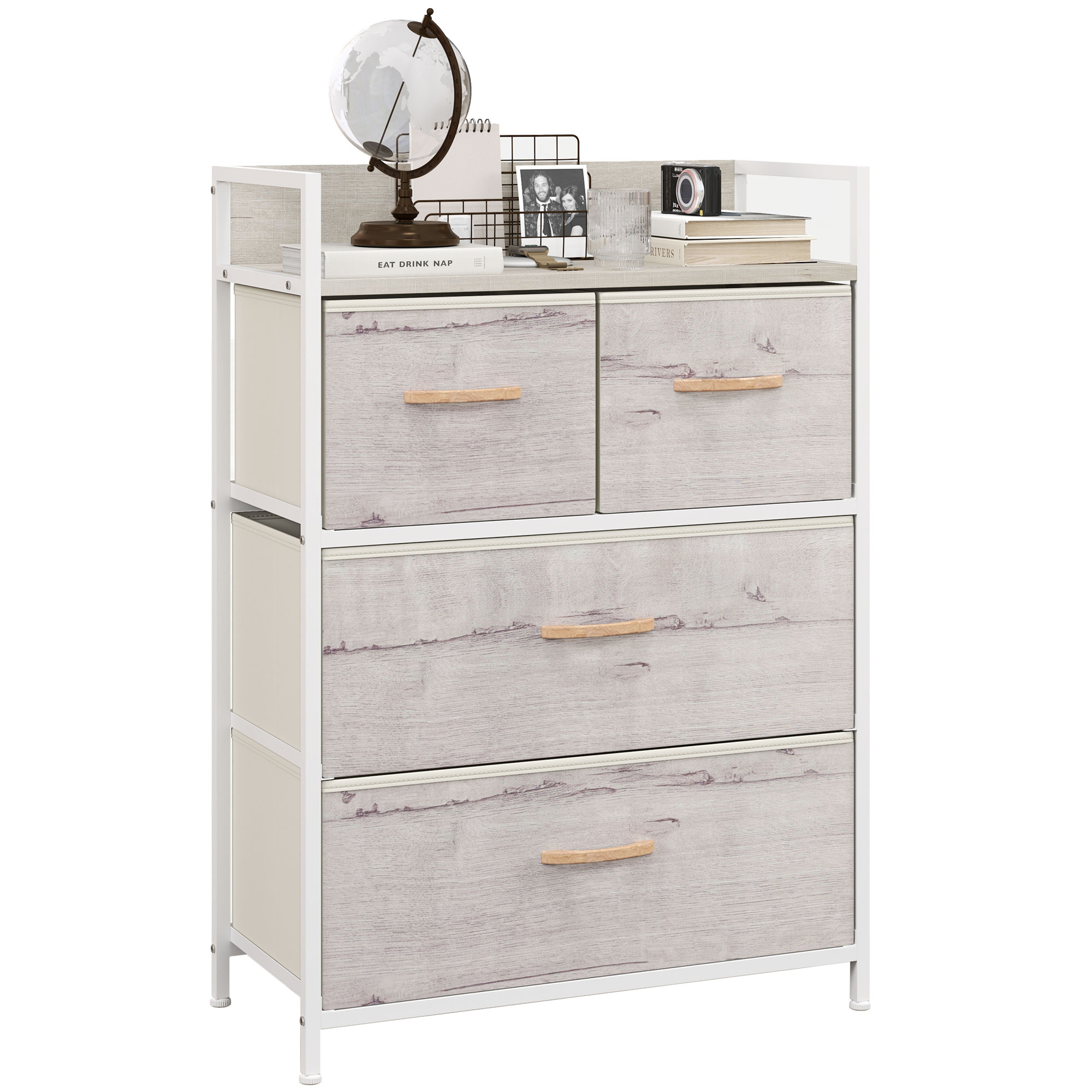 WENZA Cream Chest of Drawers - Medium-sized, 4 Drawers, Fabric Drawers