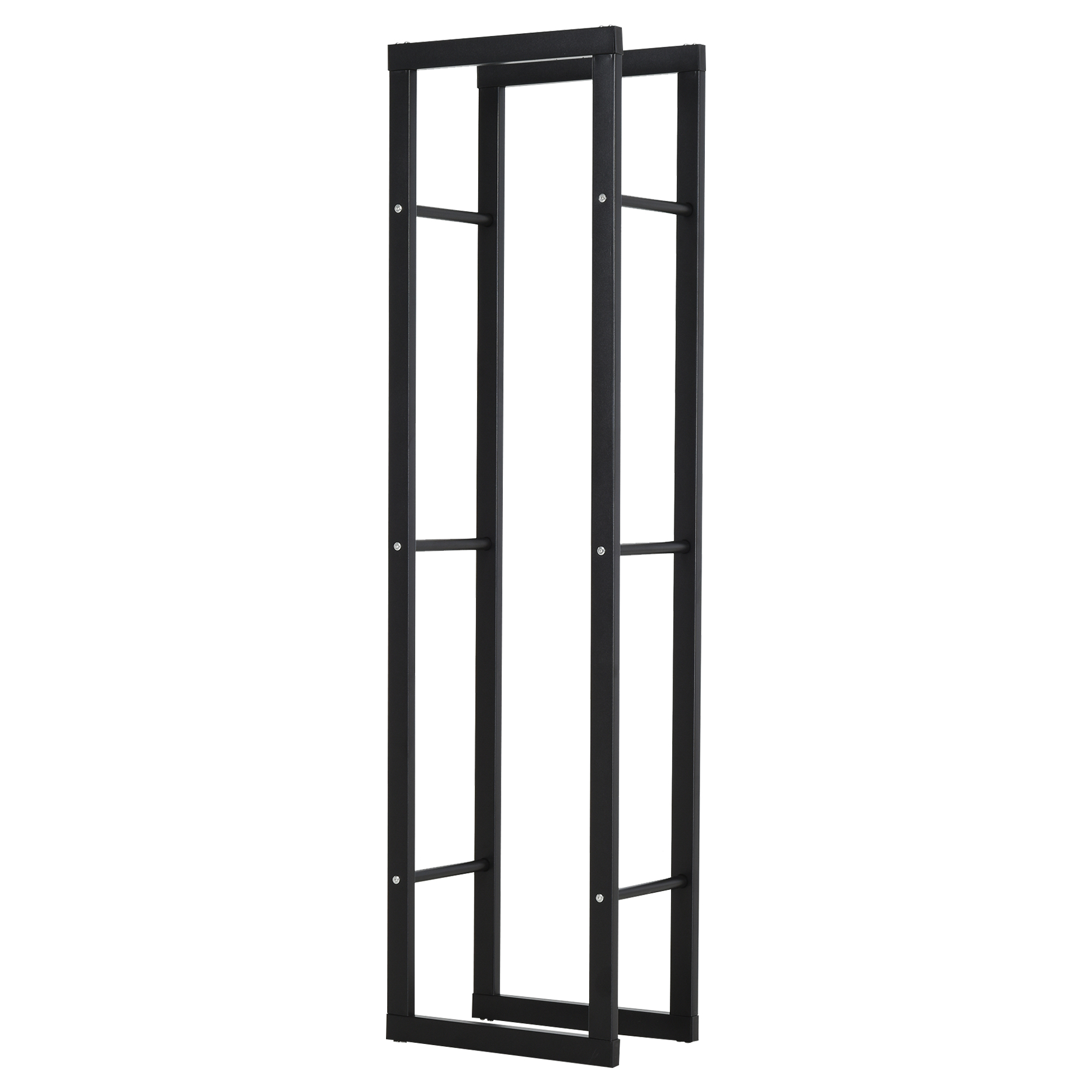 Outdoor Metal Firewood Log Holder Rack Double Tier with Balanced Base Side Rails - Black