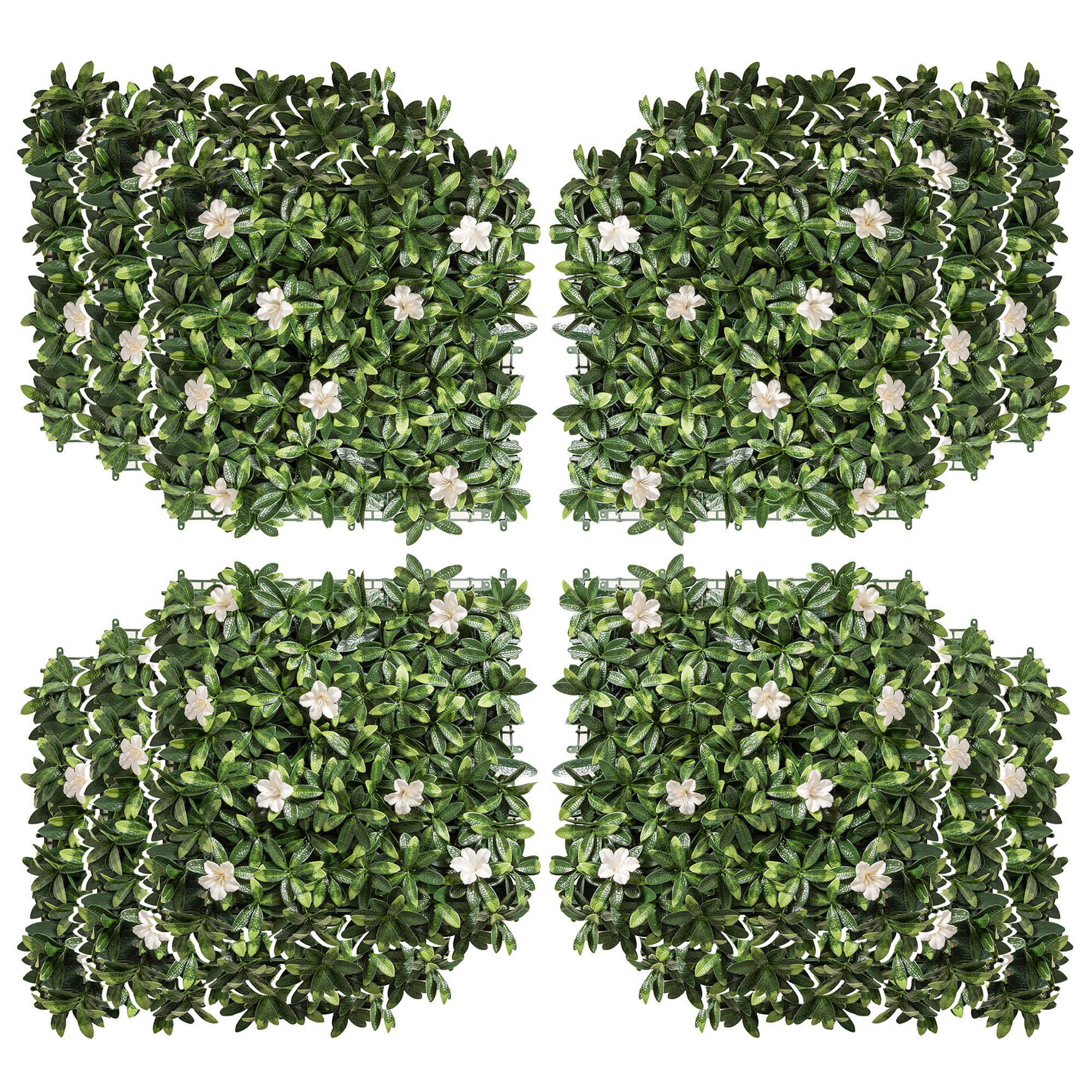 12PCS Artificial Boxwood Wall Panels 20" x 20" Rhododendron Privacy Fence Screen Faux Hedge Greenery Backdrop for Garden Backyard Balcony
