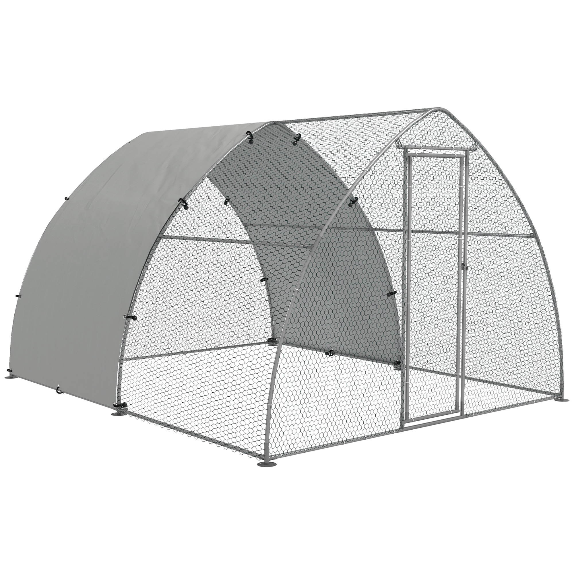 Shelley Galvanised Chicken Coop Outdoor with Cover for Chickens Hens - Safe Space
