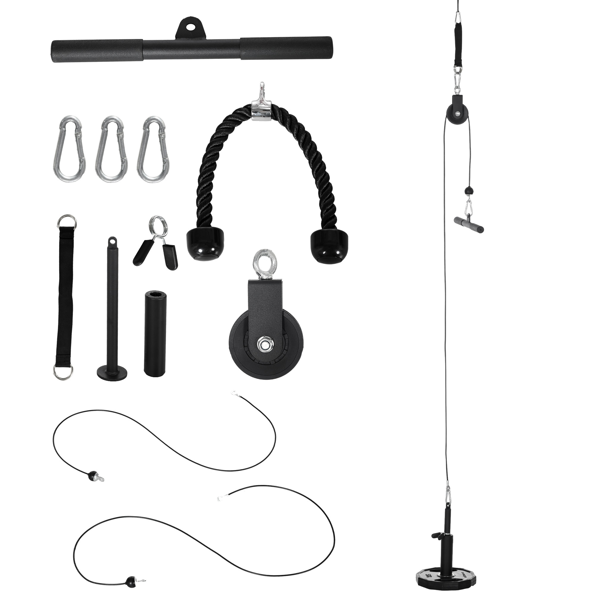SPORTNOW Cable Machine Pulley System, Lat Pull Down System with DIY Loading Weight for Home Gym Biceps Tricep Arm Shoulder Back Training