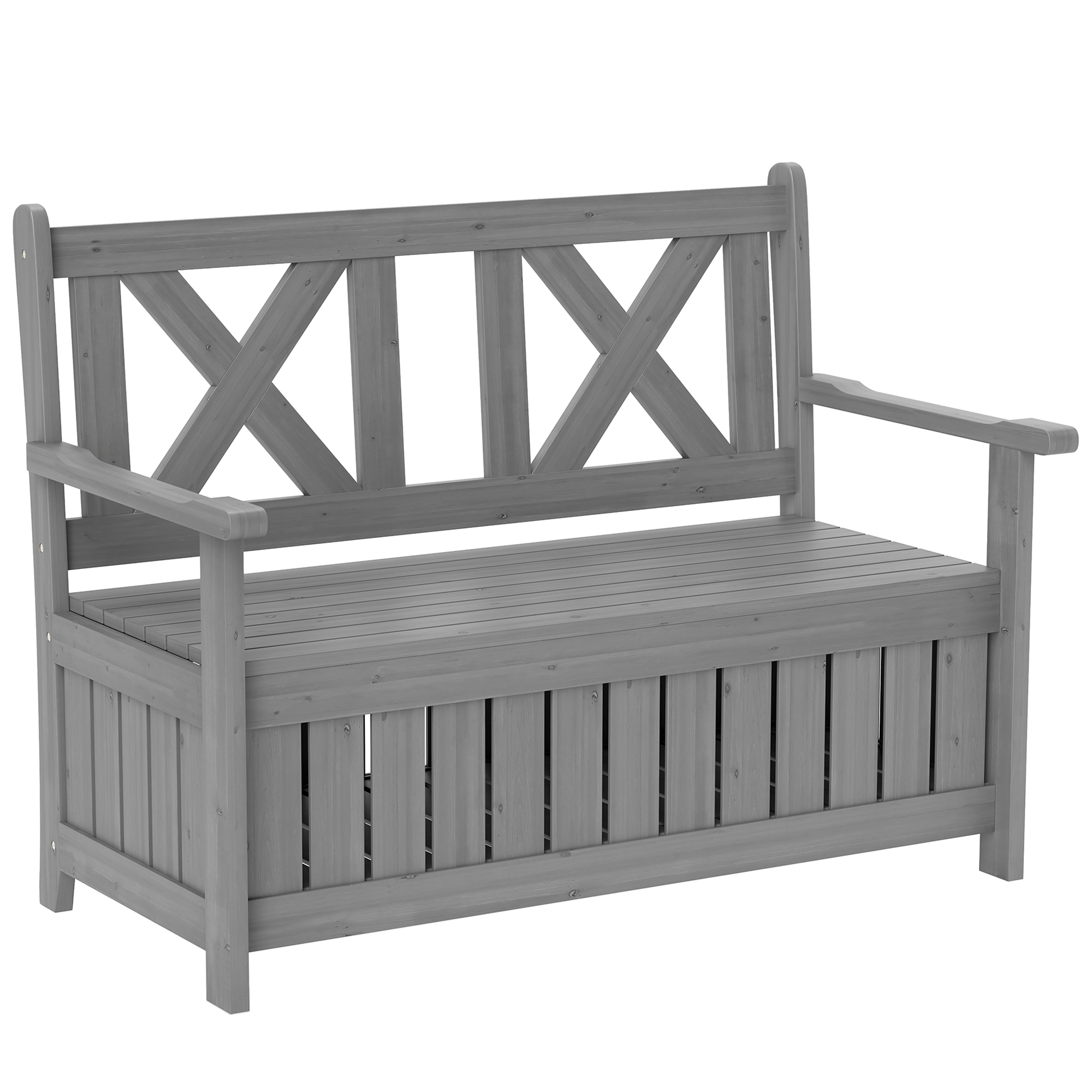 SUNVISTA 2-Seater Garden Storage Bench for Patio Wood Porch Decor Outdoor Seating, Charcoal Grey