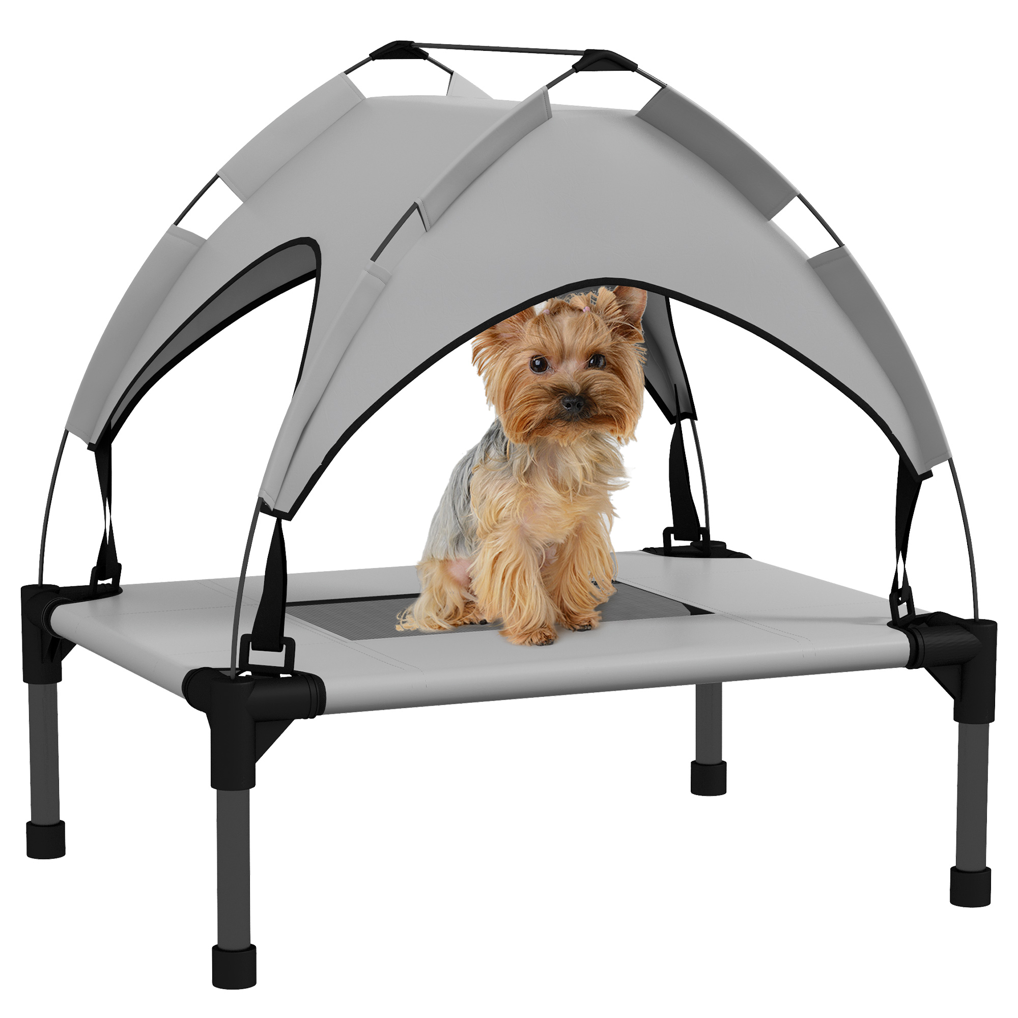 Cooling Raised Pet Bed w/ Washable Breathable Mesh, for Mini Small Dogs, 61 x 46 x 63cm - Light Grey