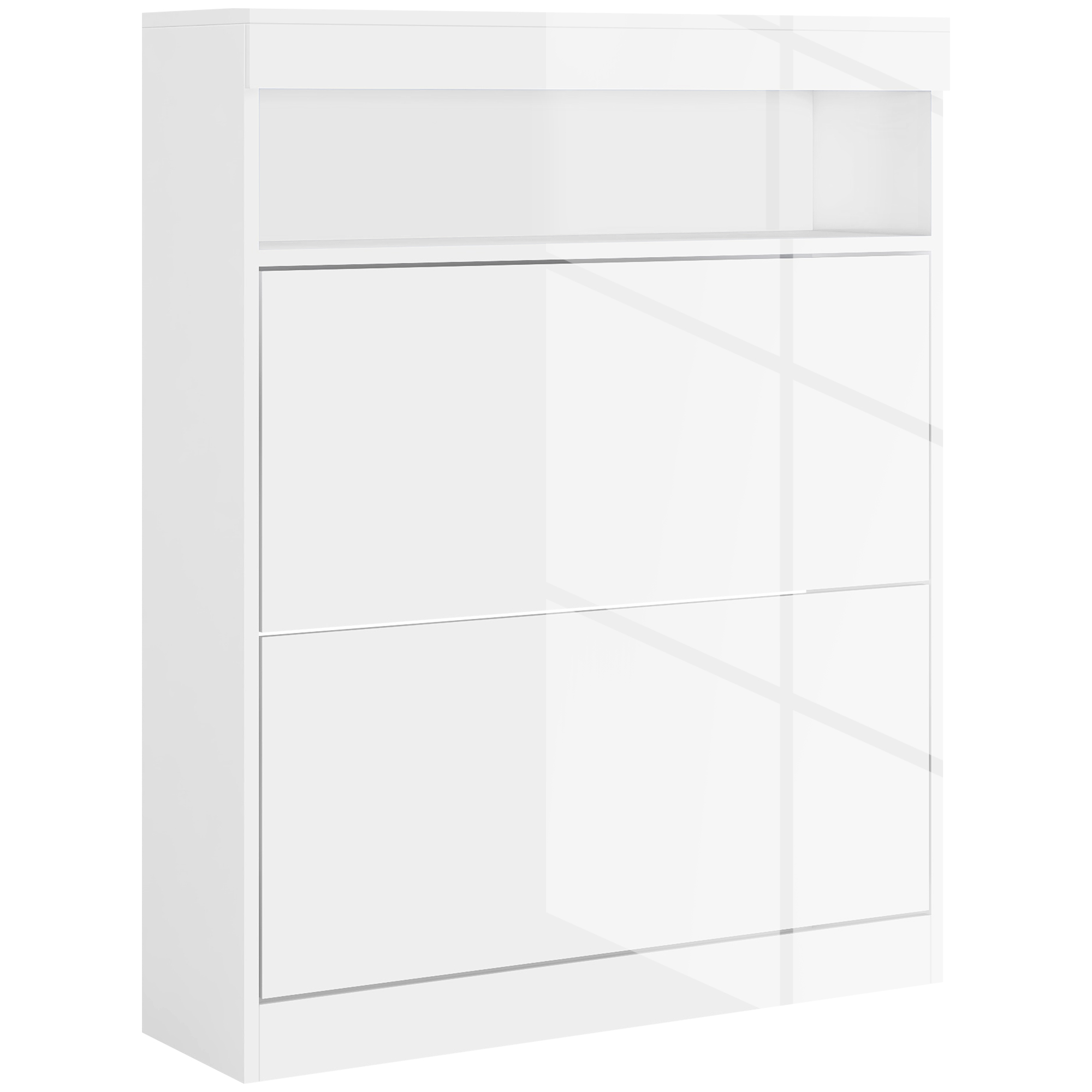 Scott 16 Pair Shoe Storage Cabinet with Flip Doors - White