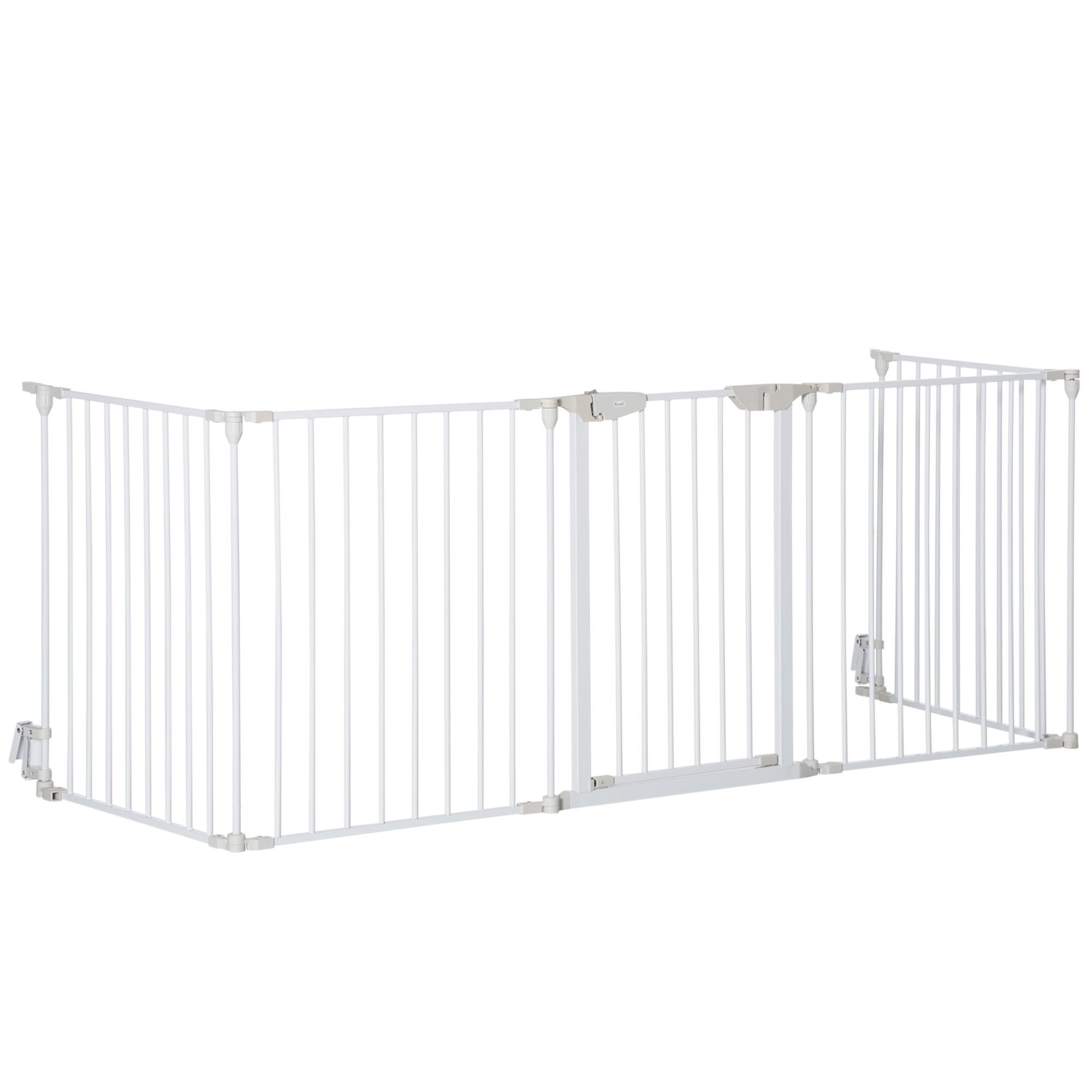 Jackson Pet Safety Gate, 5-Panel Metal Playpen, Fireplace, Christmas Tree Fence, Stair Barrier, Room Divider, Door, Lock - White