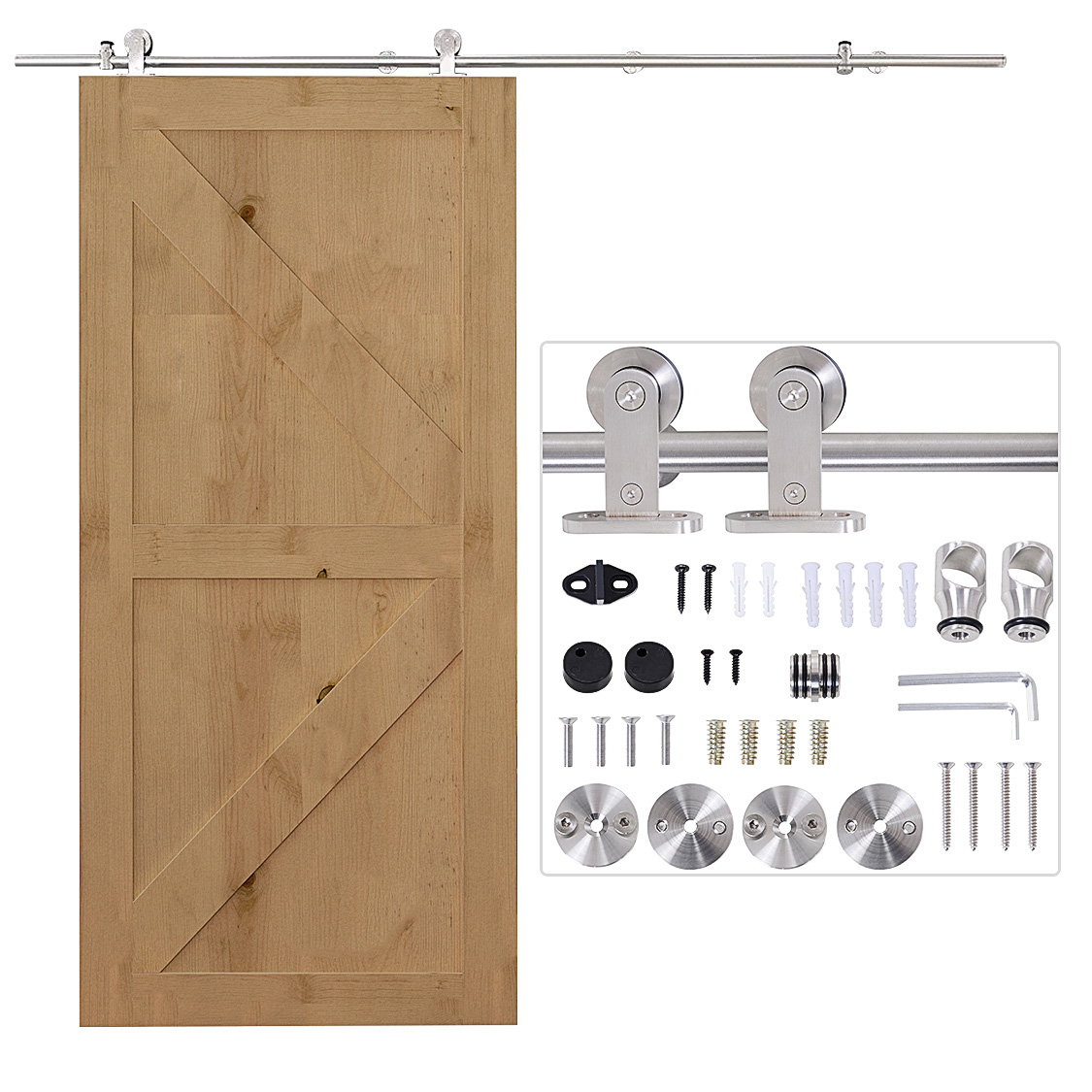 35-45mm Track Stainless Steel Sliding Door Kit Silver