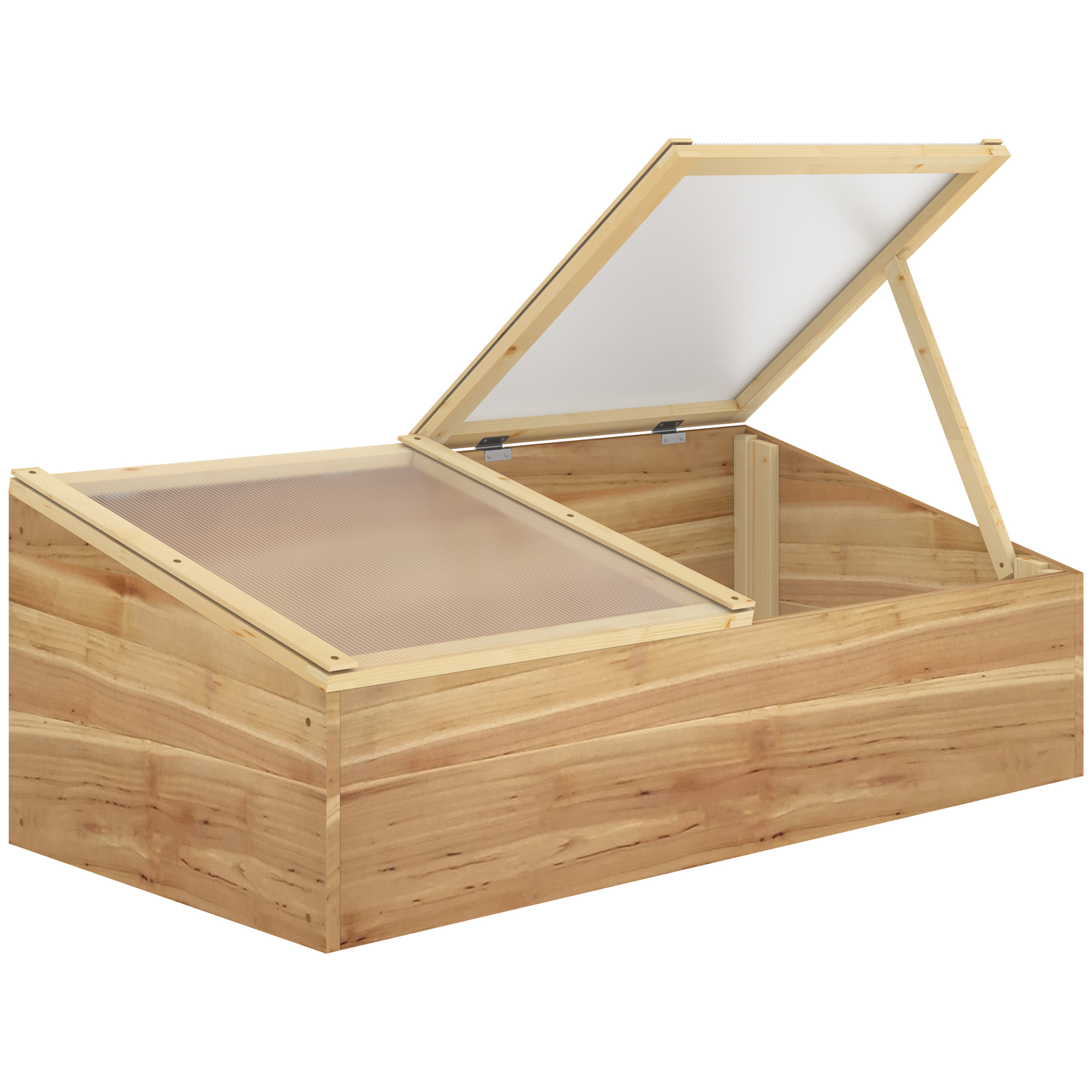 Wooden Cold Frame Greenhouse Garden Polycarbonate Grow House for Flowers, Vegetables, Plants, 100 x 50 x 36 cm, Natural