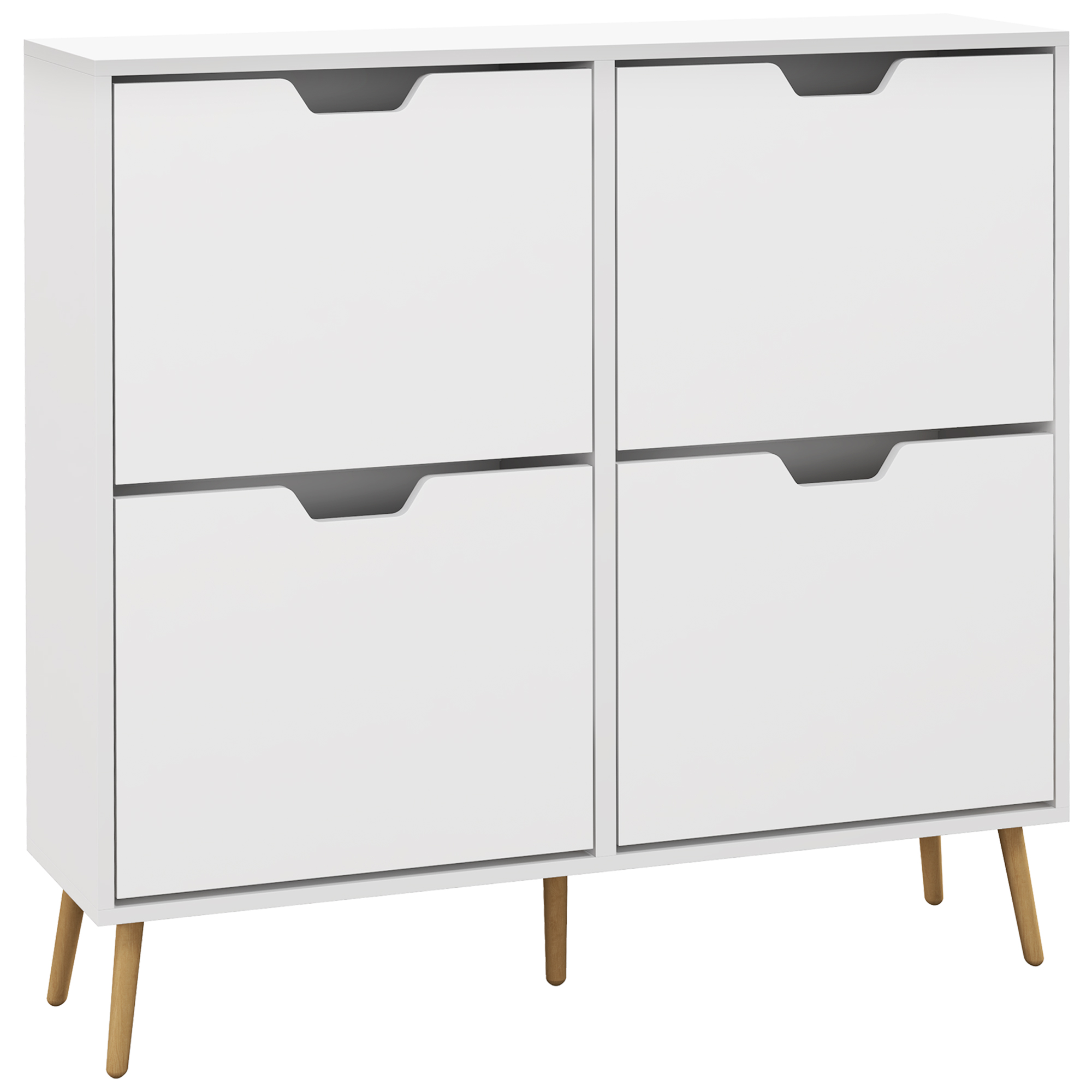 Shoe Storage Cabinet, 4 Flip Drawers, Shoe Organizer for 16 Pairs of Shoes, White