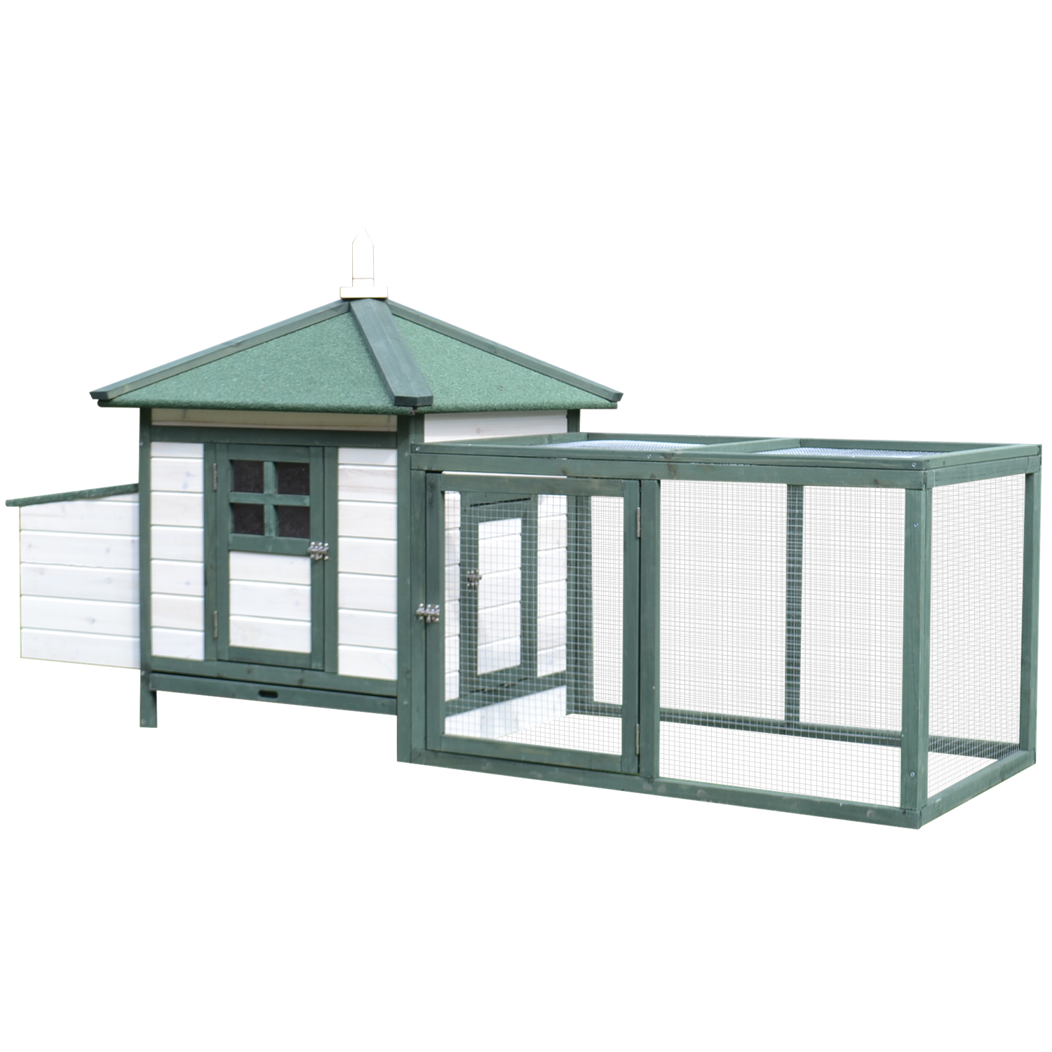 PAWSTER Chicken Coop Small Animal Pet Cage w/ Nesting Box Outdoor Run Wooden