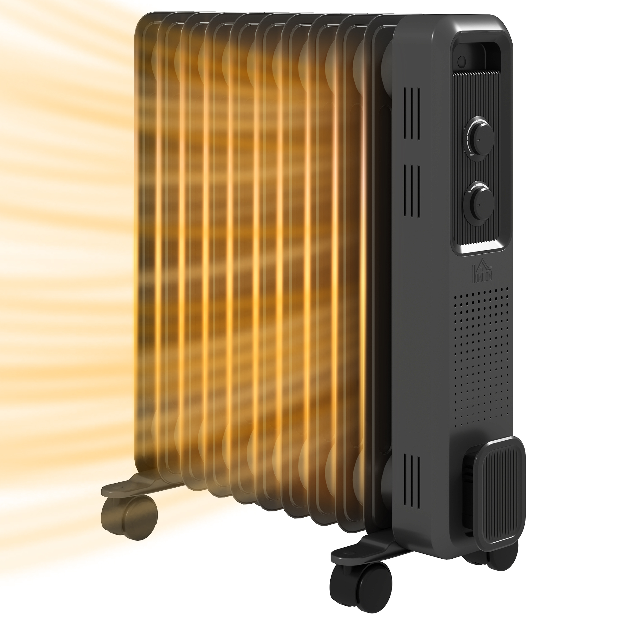 Scott 2500W Oil Filled Radiator Portable Electric Heater with Safety Cut-Off - Grey