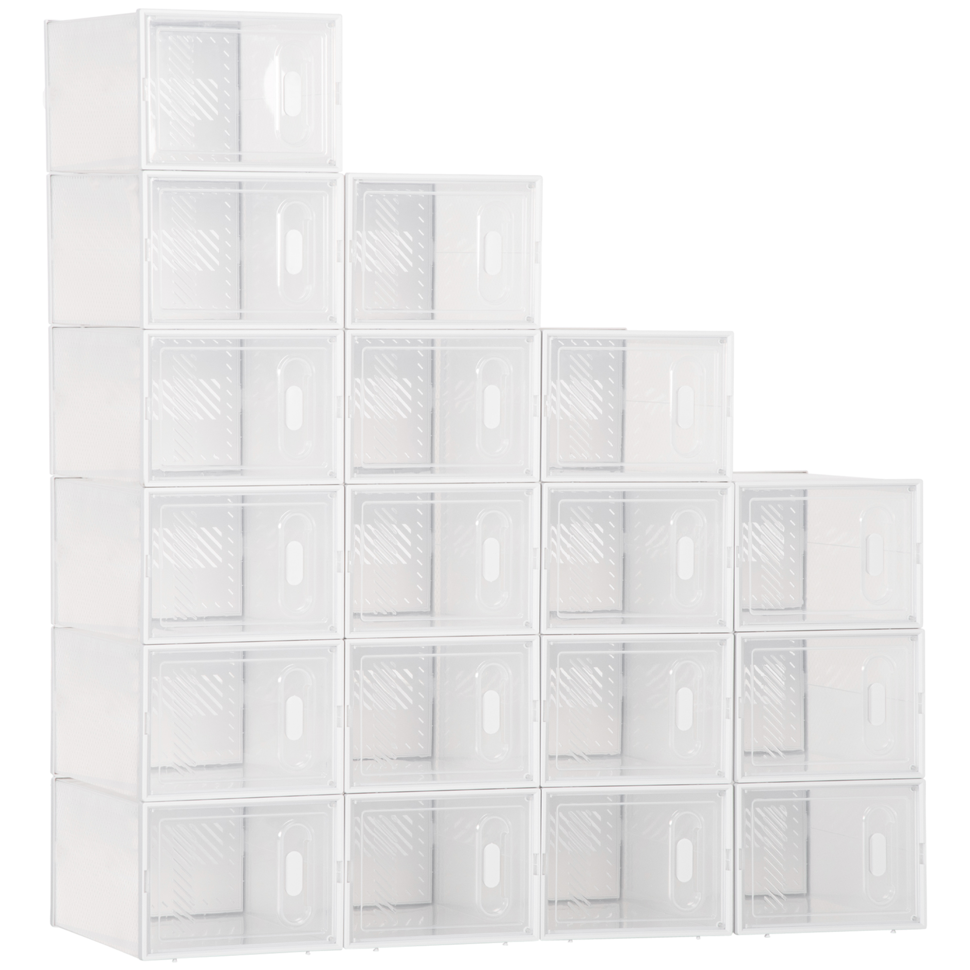 Portable Shoe Storage Cabinet, Cube Storage Organizer for UK/EU Size up to 43 with Magnetic Door for Women/Men, 25 x 35 x 19cm, Clear and White