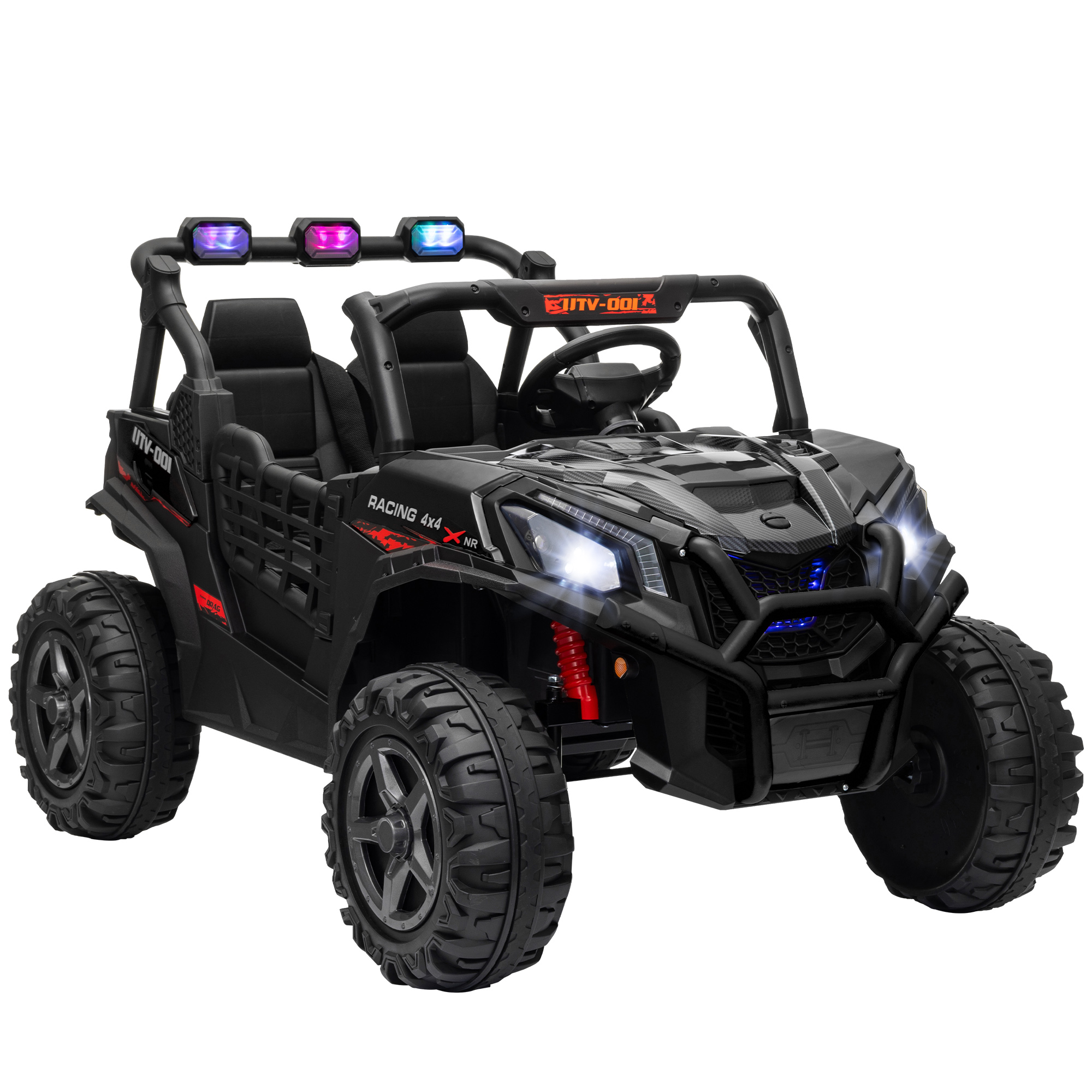 AIVAGO 24V 2 Seater Kids Electric Car with Remote Control, Suspension System, Slow Start, 3 Speeds, for 3-8 Years, Black