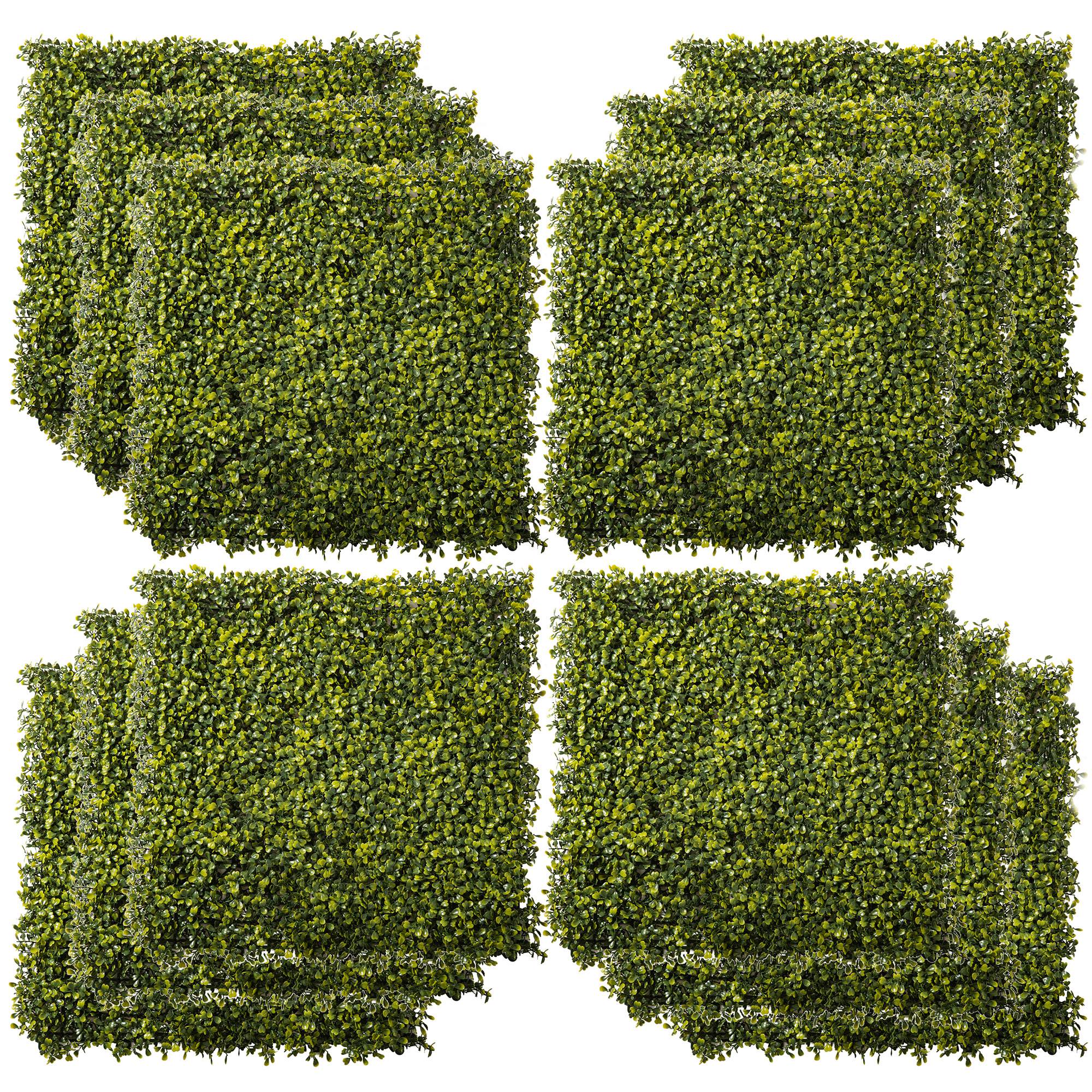12PCS Artificial Boxwood Wall Panels 20" x 20" Grass Privacy Fence Screen Faux Hedge Greenery Backdrop Encrypted Milan Grass