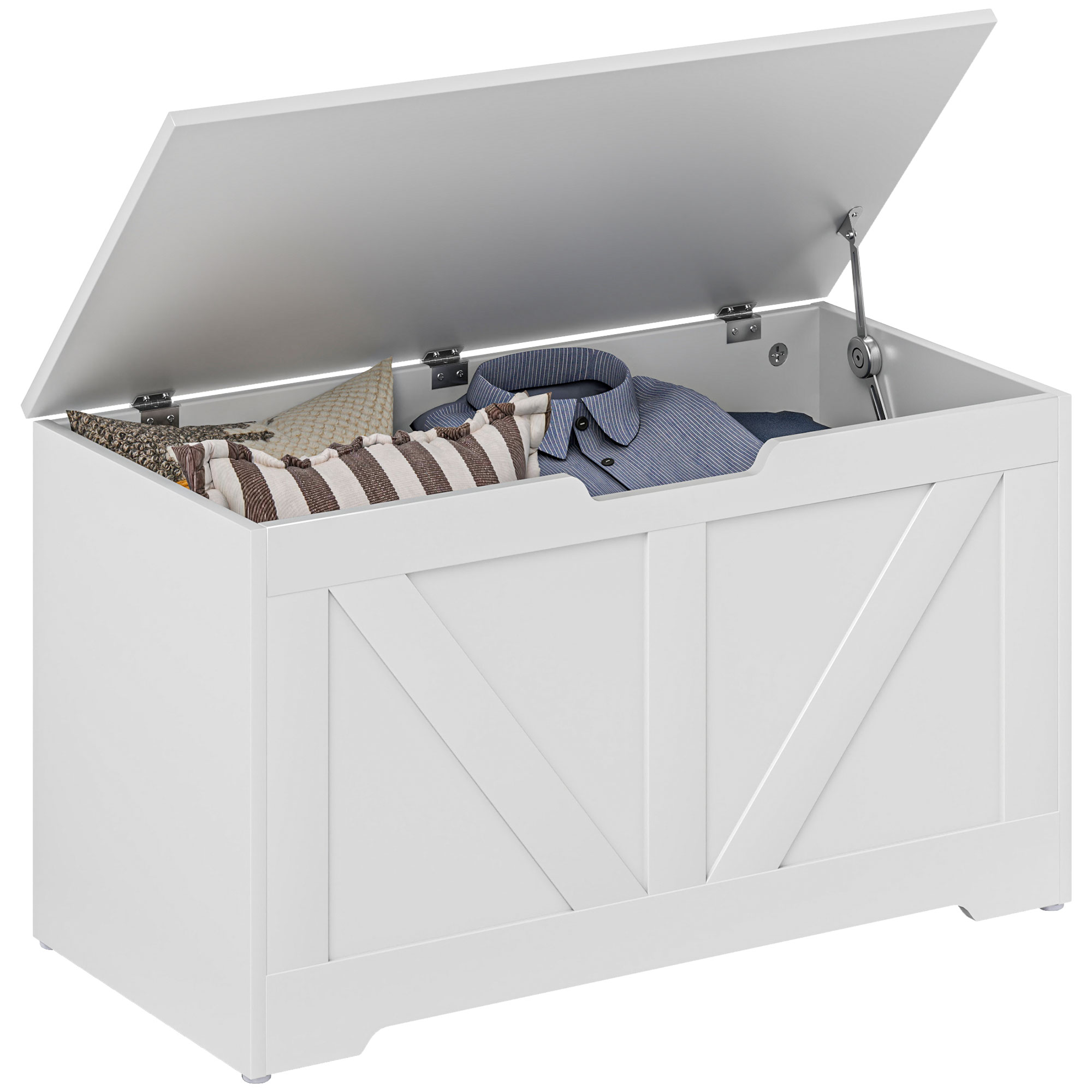 HERON 100L Home Storage Box, with Safety Hinges - White