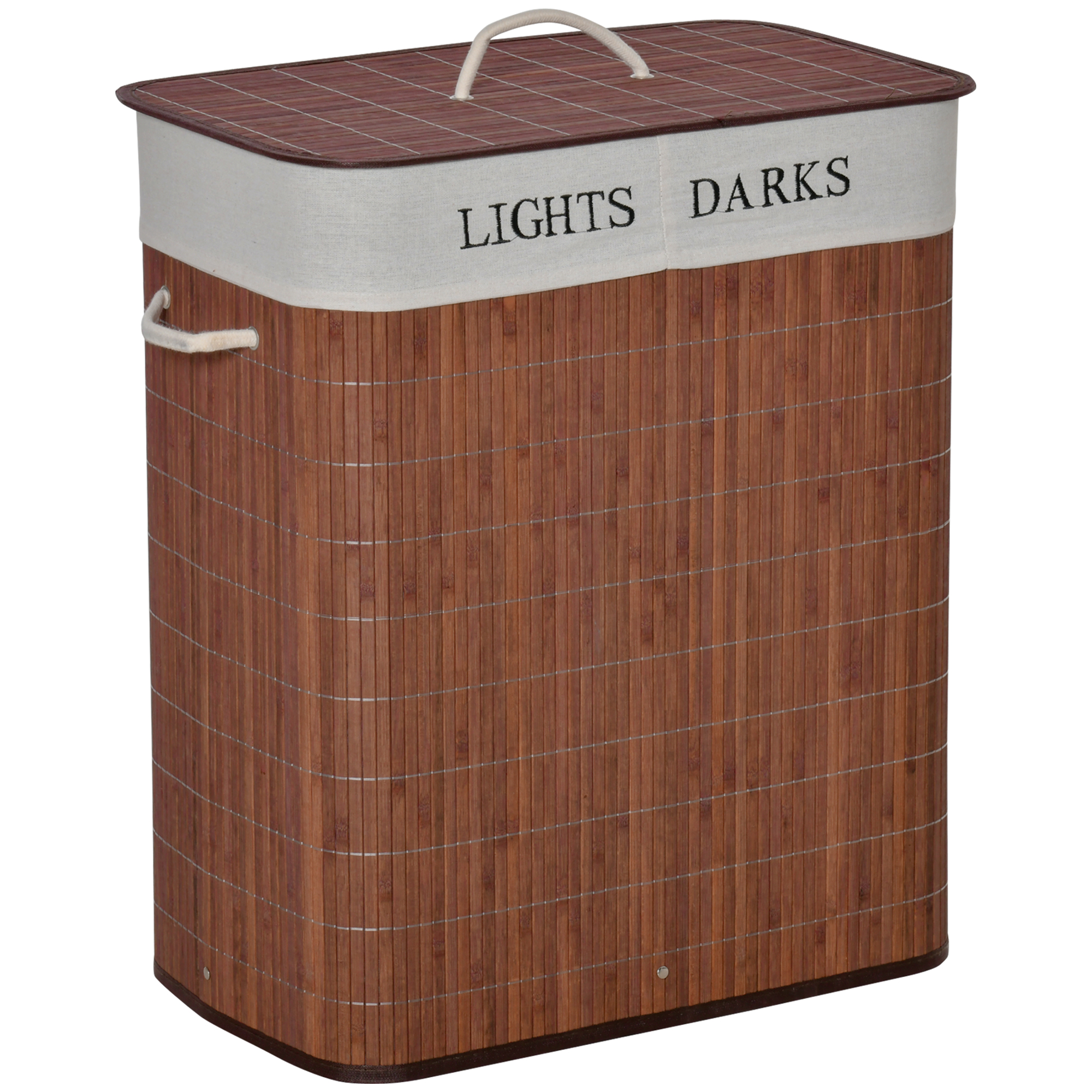 Scott 100L Laundry Basket with Lid and Dual Section - Brown