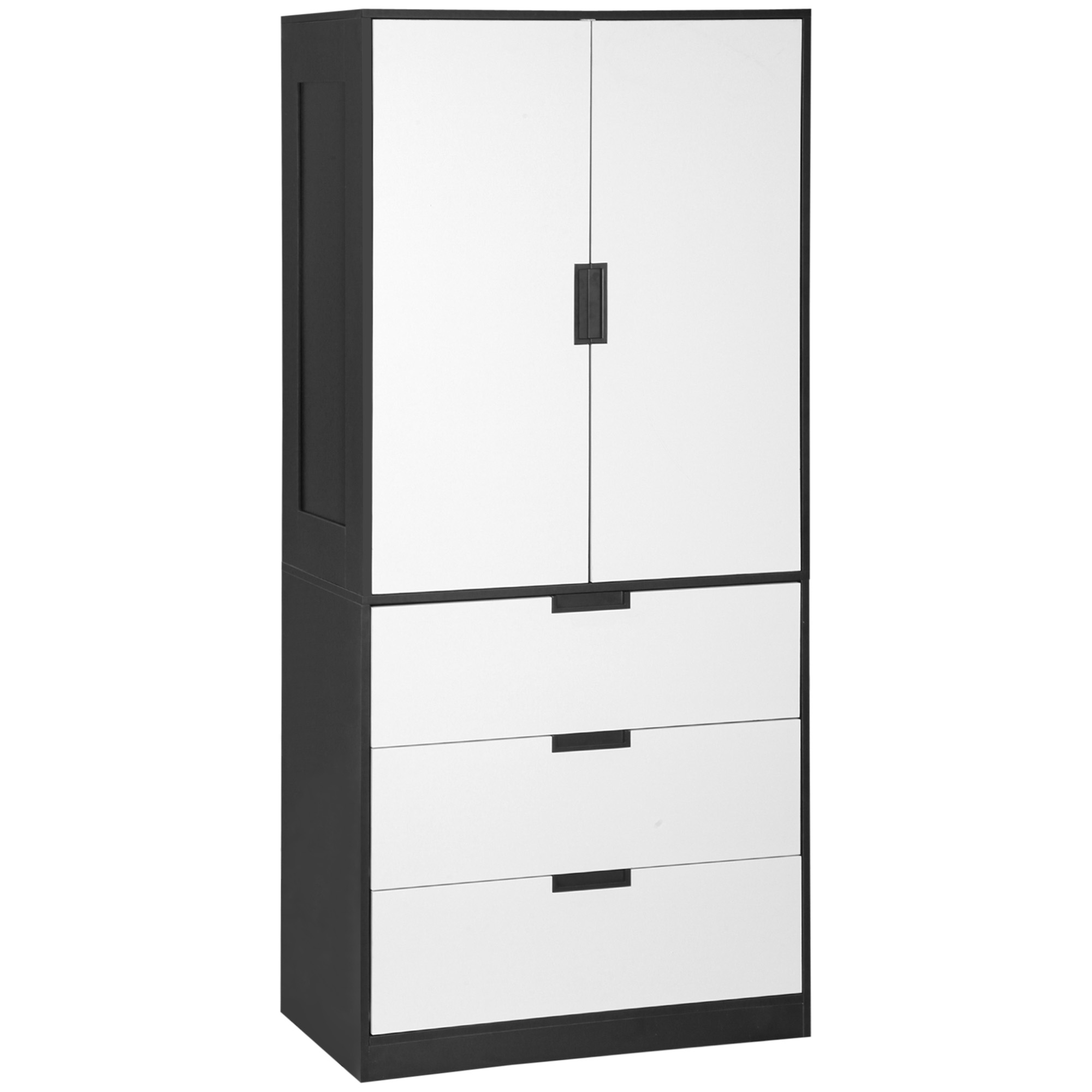 SERENA 2 Door Wardrobe with 3 Drawers White - 80cm